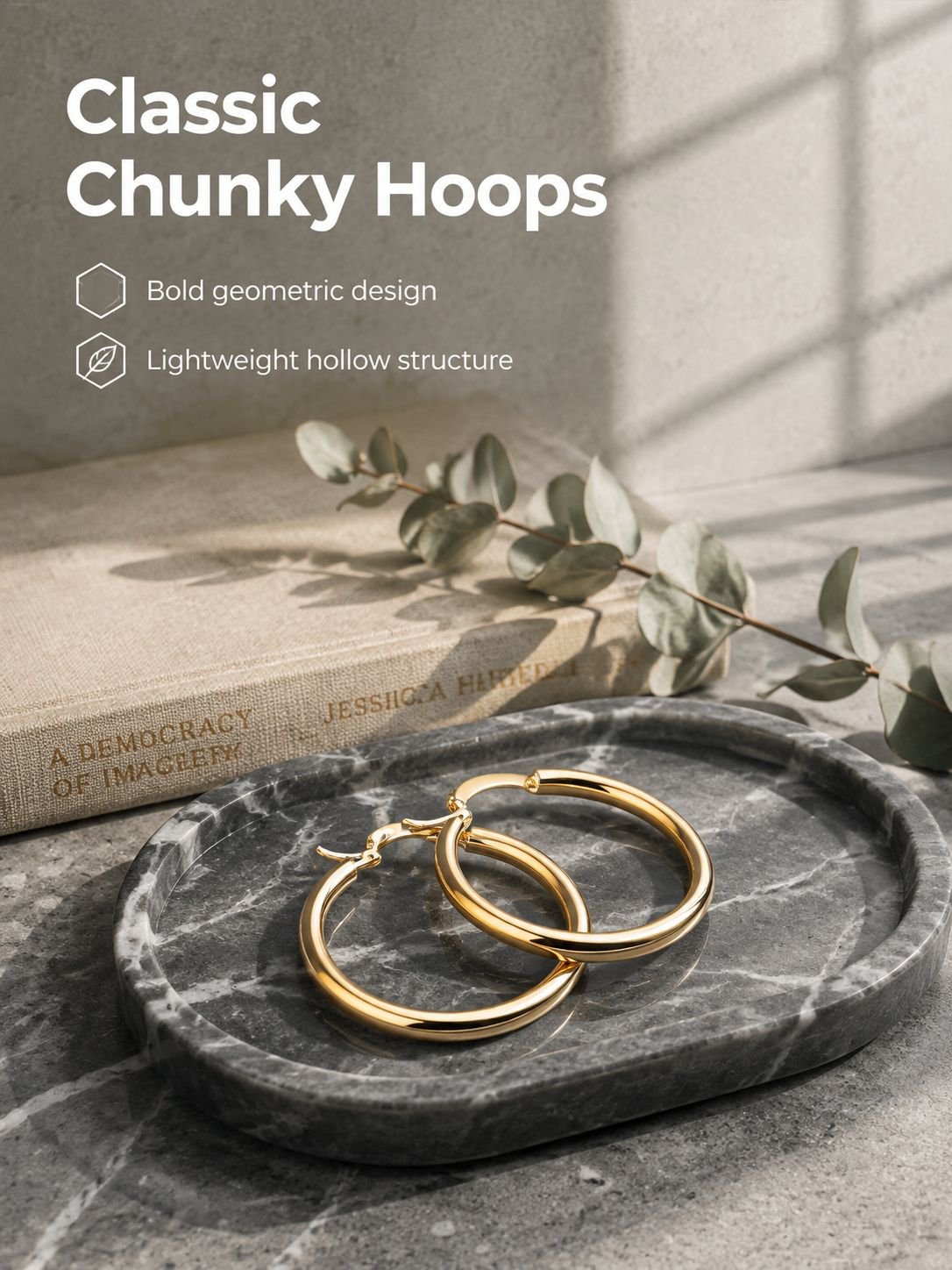 Big Circle 18K Gold Plated Hoop Huggie Earrings Simple Design For Women Girls Party Holiday Gift Ide