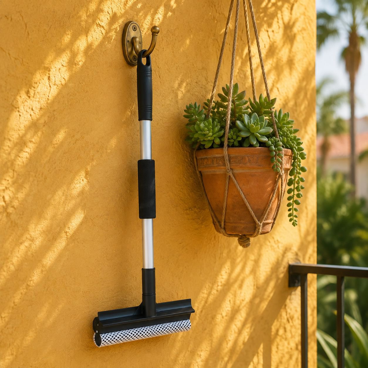 Mango ergonómico del limpiador de ventanas para uso cómodo