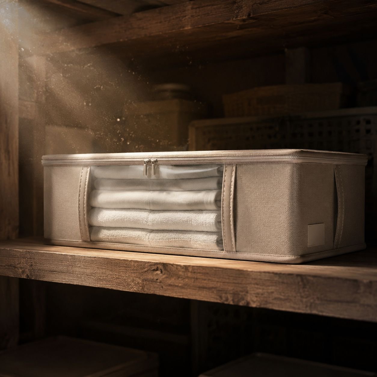 Storage box with handle for convenient transport