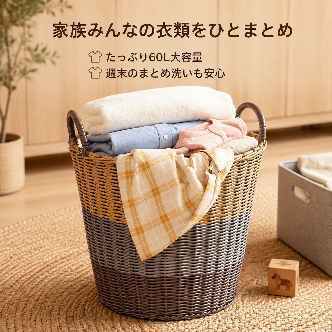 大容量家庭用人気ランドリーバスケット