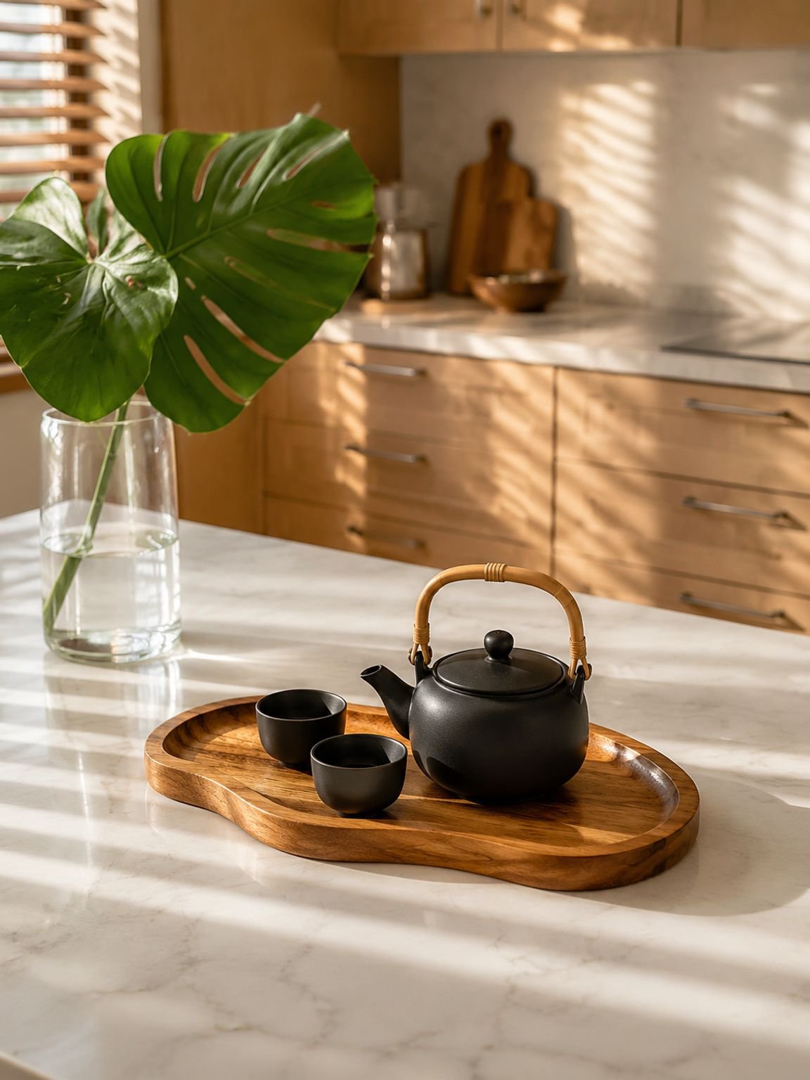 Natural solid wood tray with rustic handmade design