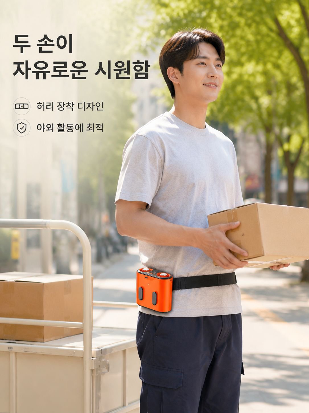 휴대용 냉방 허리형 선풍기, 더블 바람구멍 미니 팬