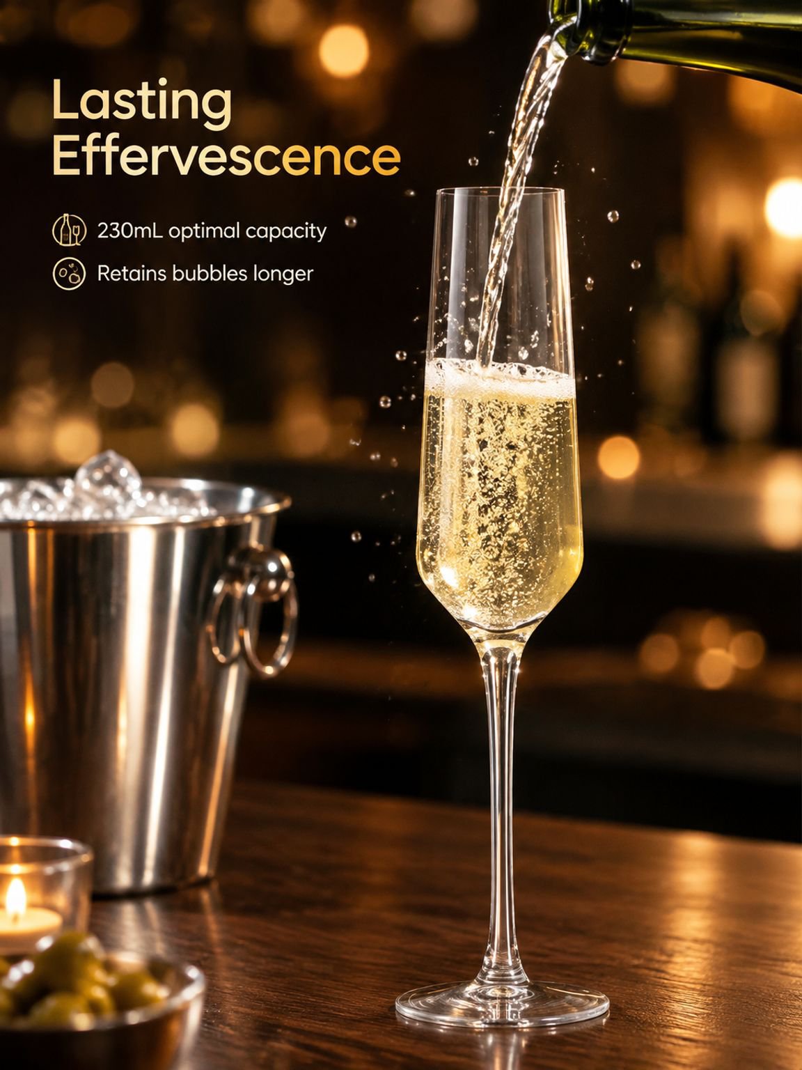 Champagne flute glass for weddings parties and celebrations