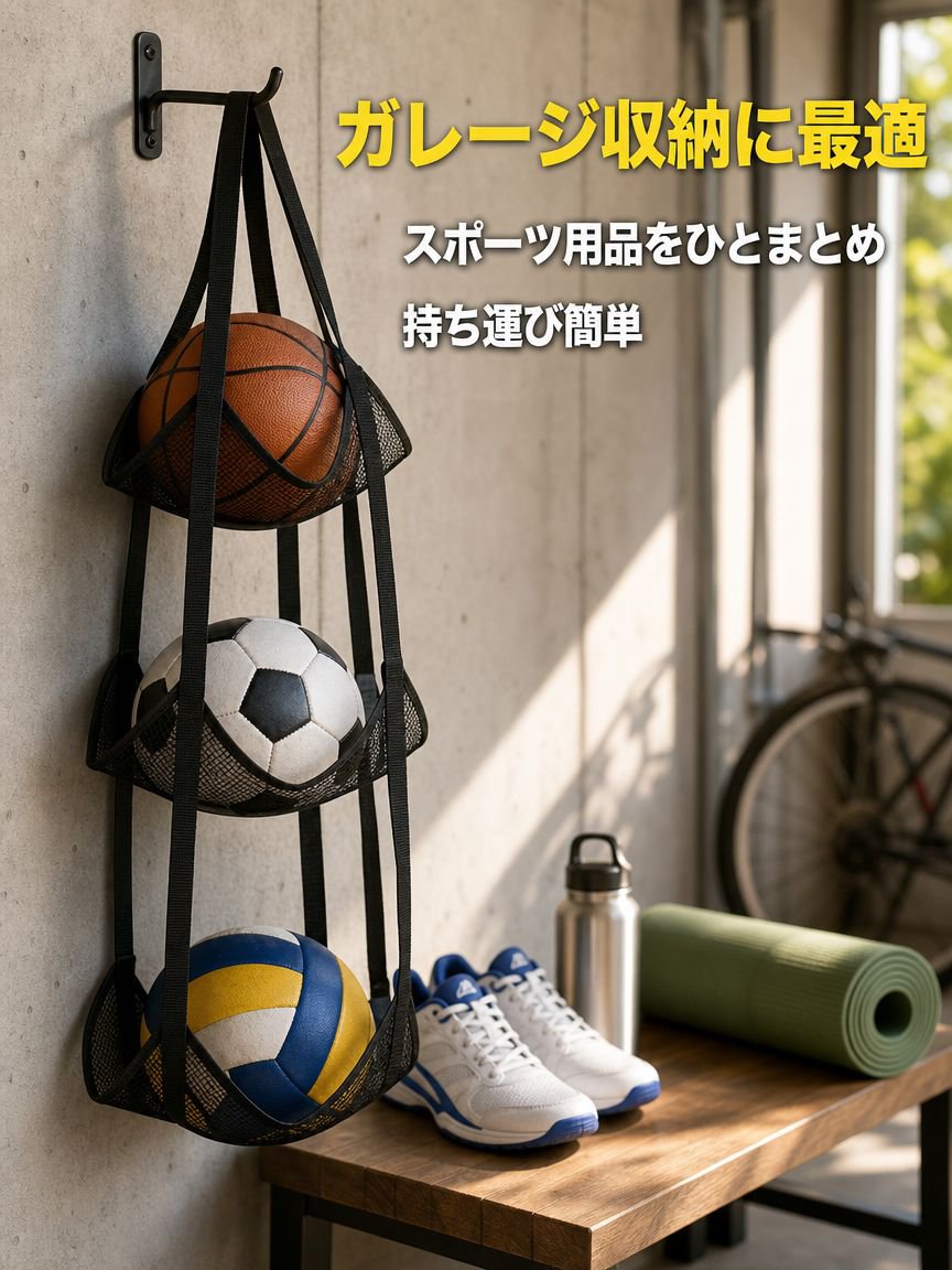 ボール収納用吊り下げバッグ