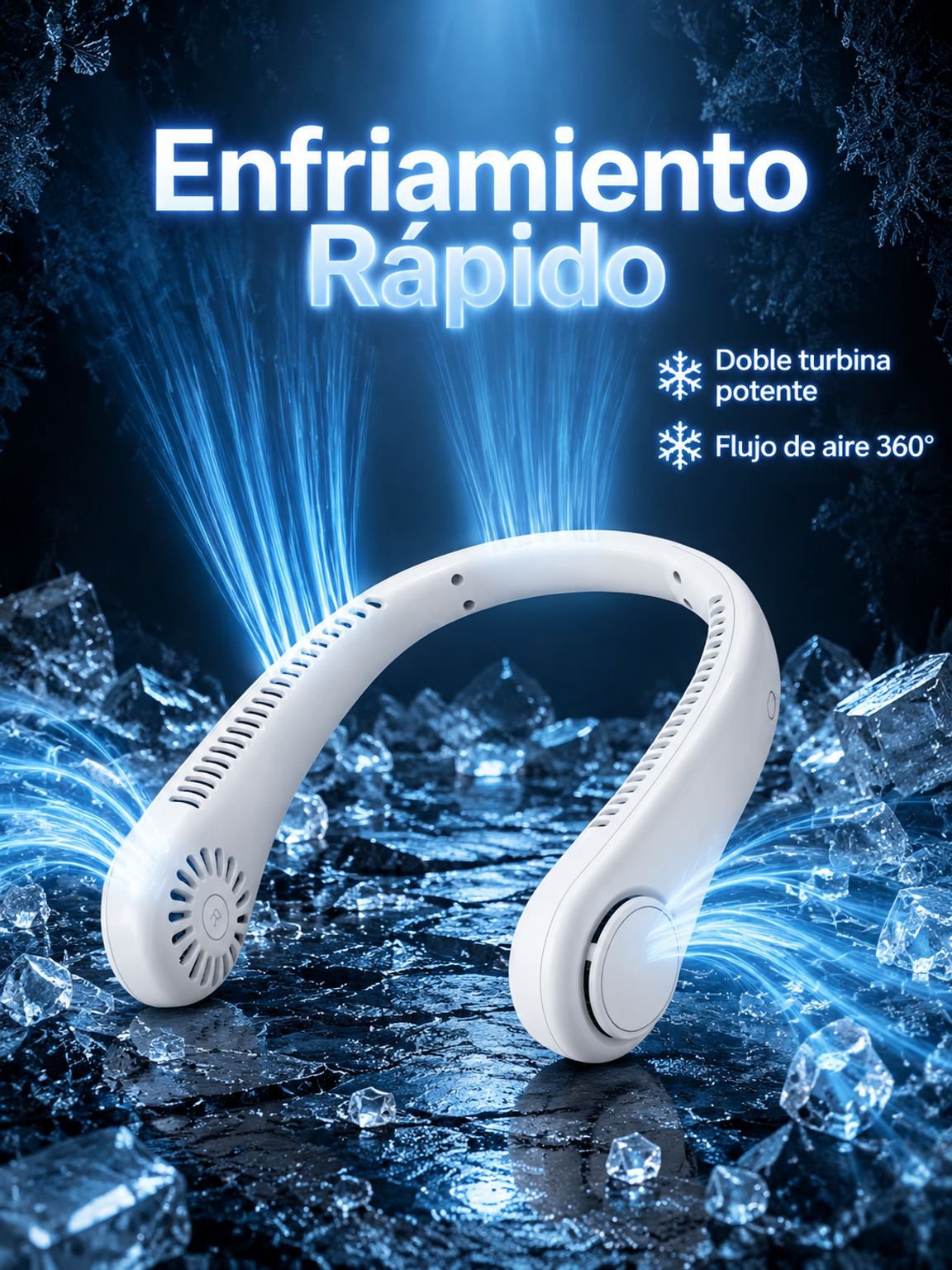 Nuevo ventilador de cuello, recargable por USB, pequeño portátil para exteriores, turbina de bajo ru