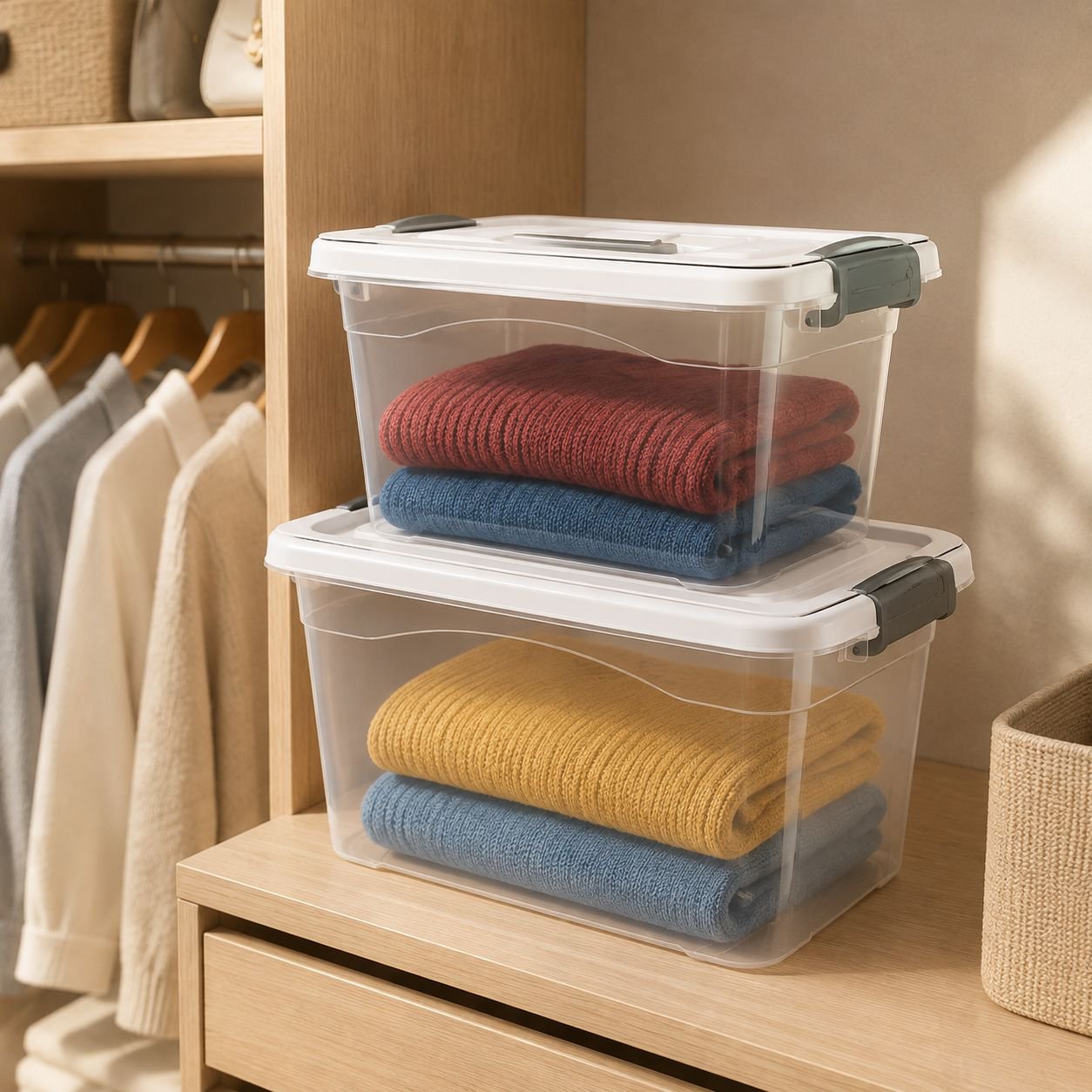 Modern 35L Foldable Transparent Plastic Storage Box Household Organizer Bag