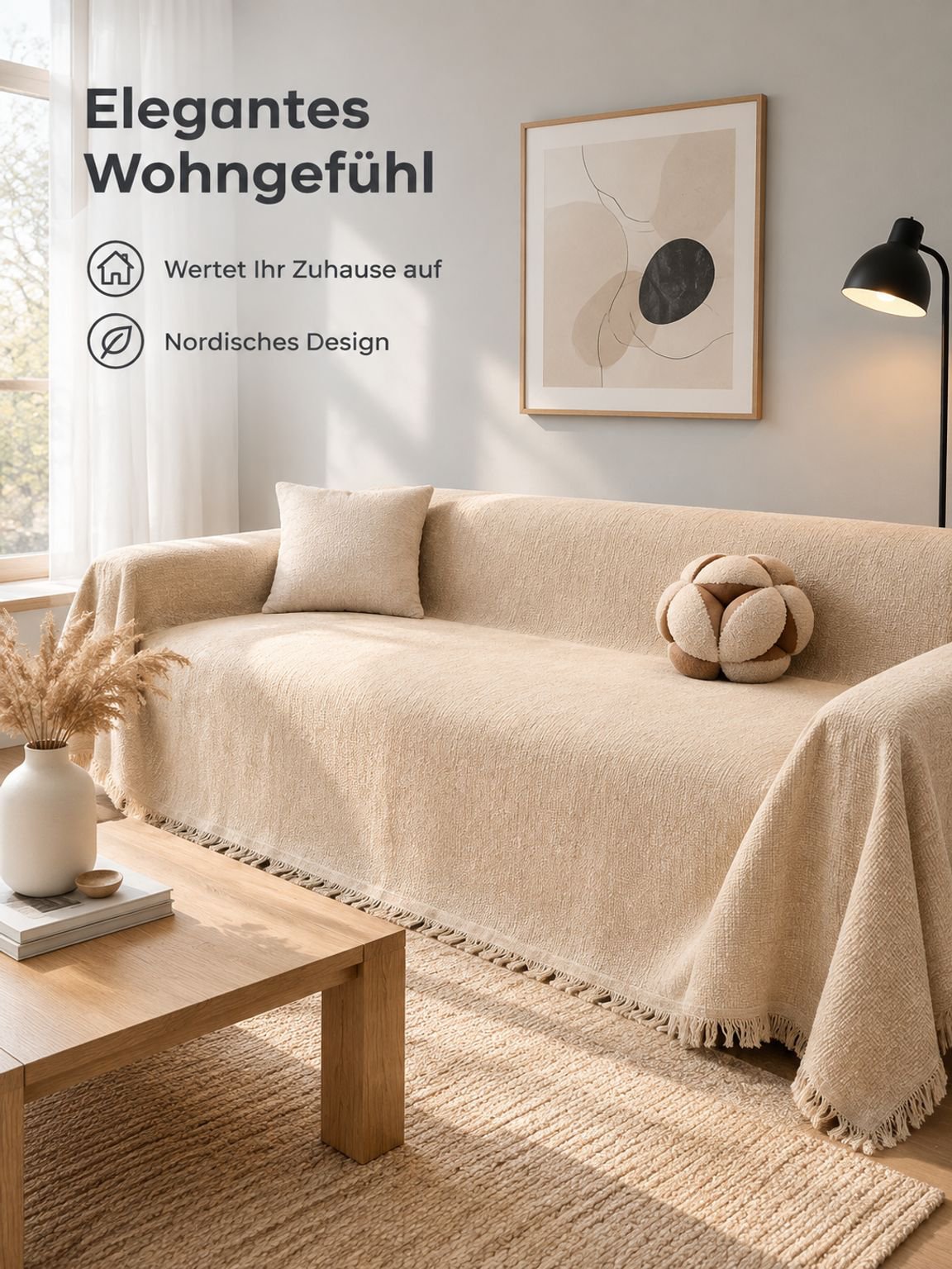 Chenille Sofaüberwurf in schlichtem Design für jedes Wohnstil