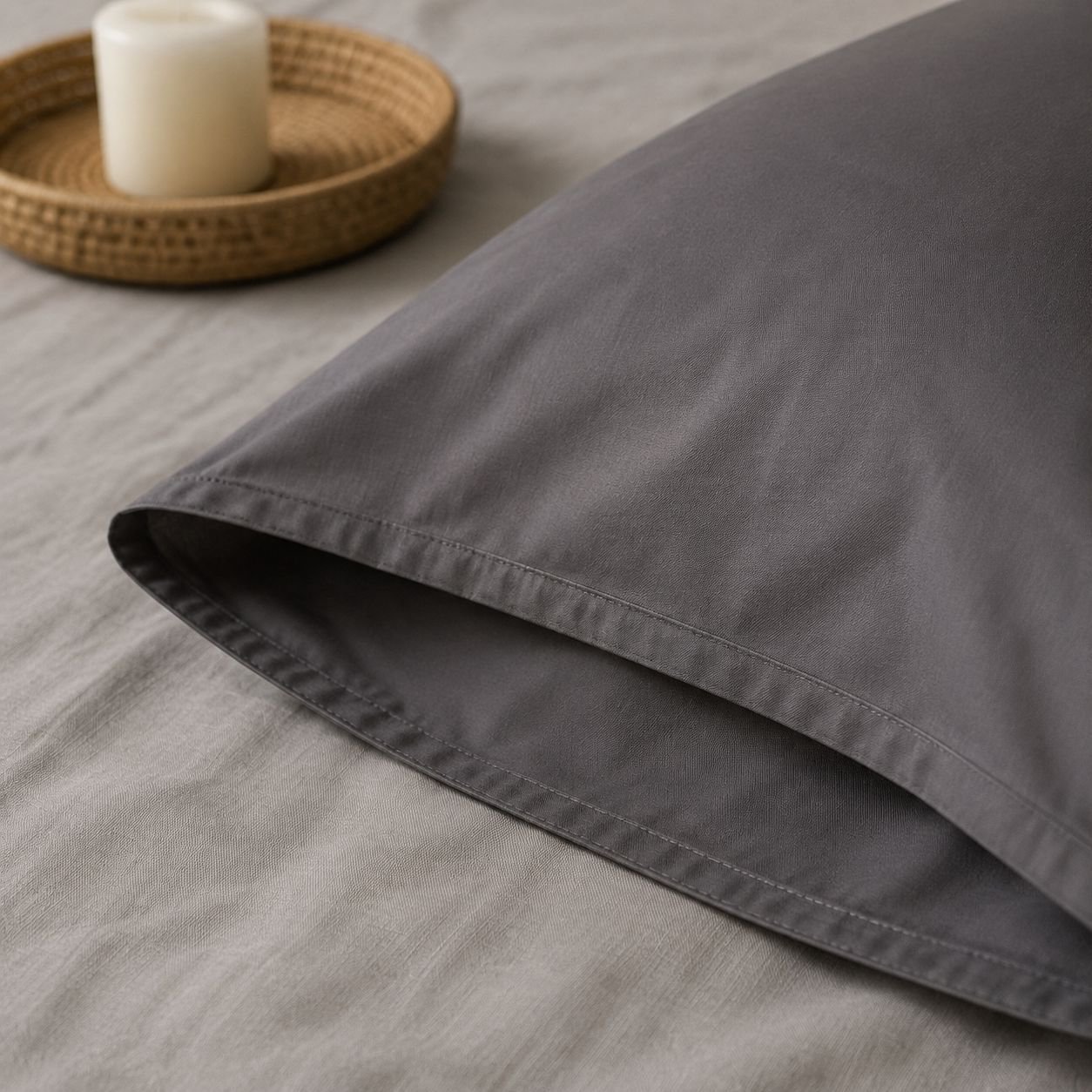 48x74 Simple Home Pillowcase, Washed Cotton, Brushed, Solid Color Pillowcase