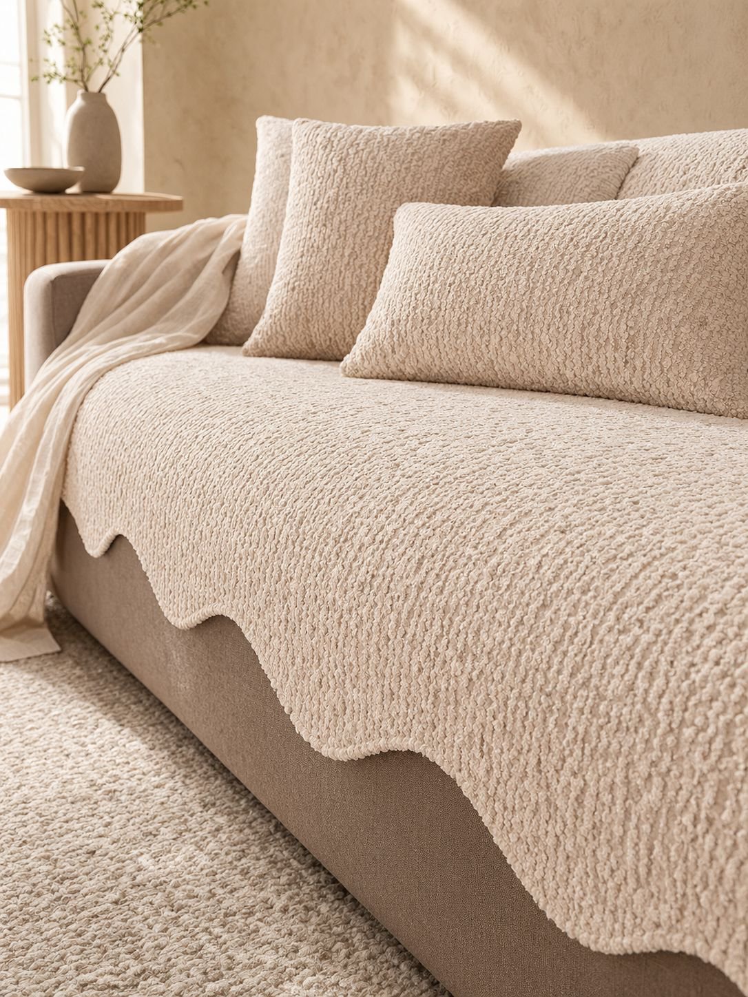 Coussins de forme irrégulière de style wabi-sabi à texture simple, coussins de canapé de style minim