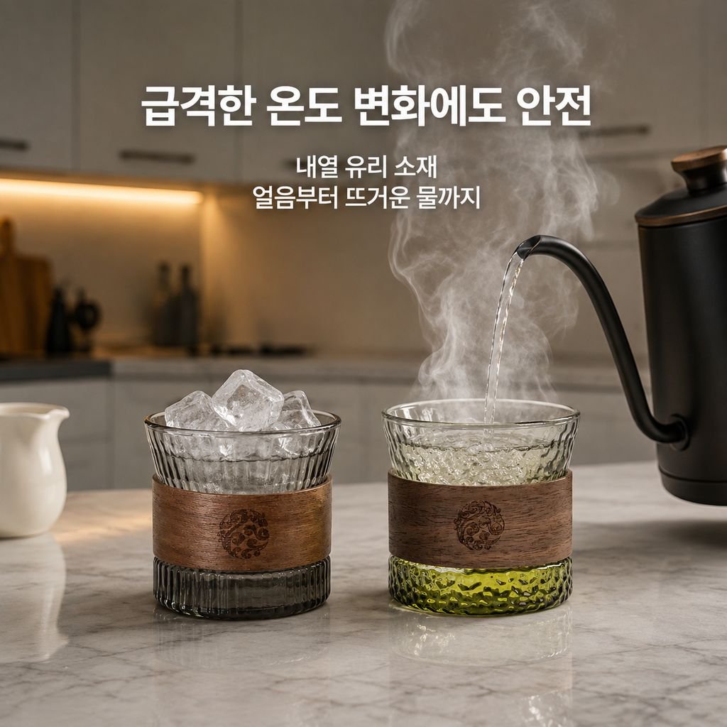 심플 일본식 고붕규산 세로줄 찻잔