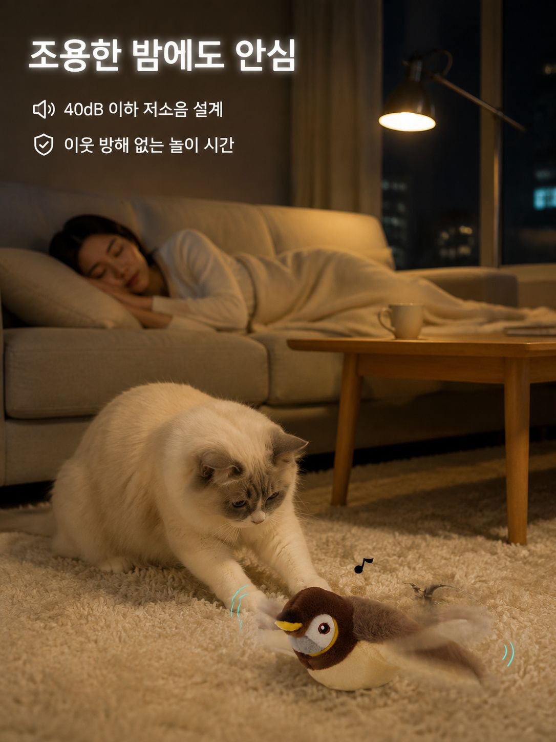 움직이는 고양이 장난감 춤추는새