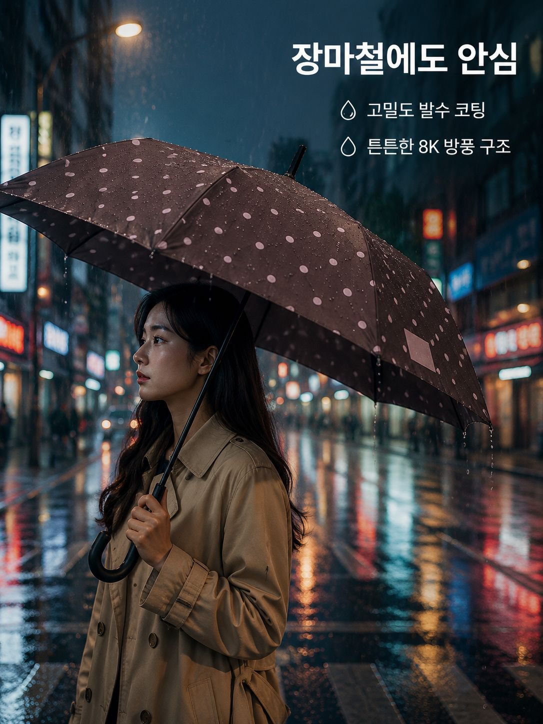 작은 물방울 무늬 접이식 우산