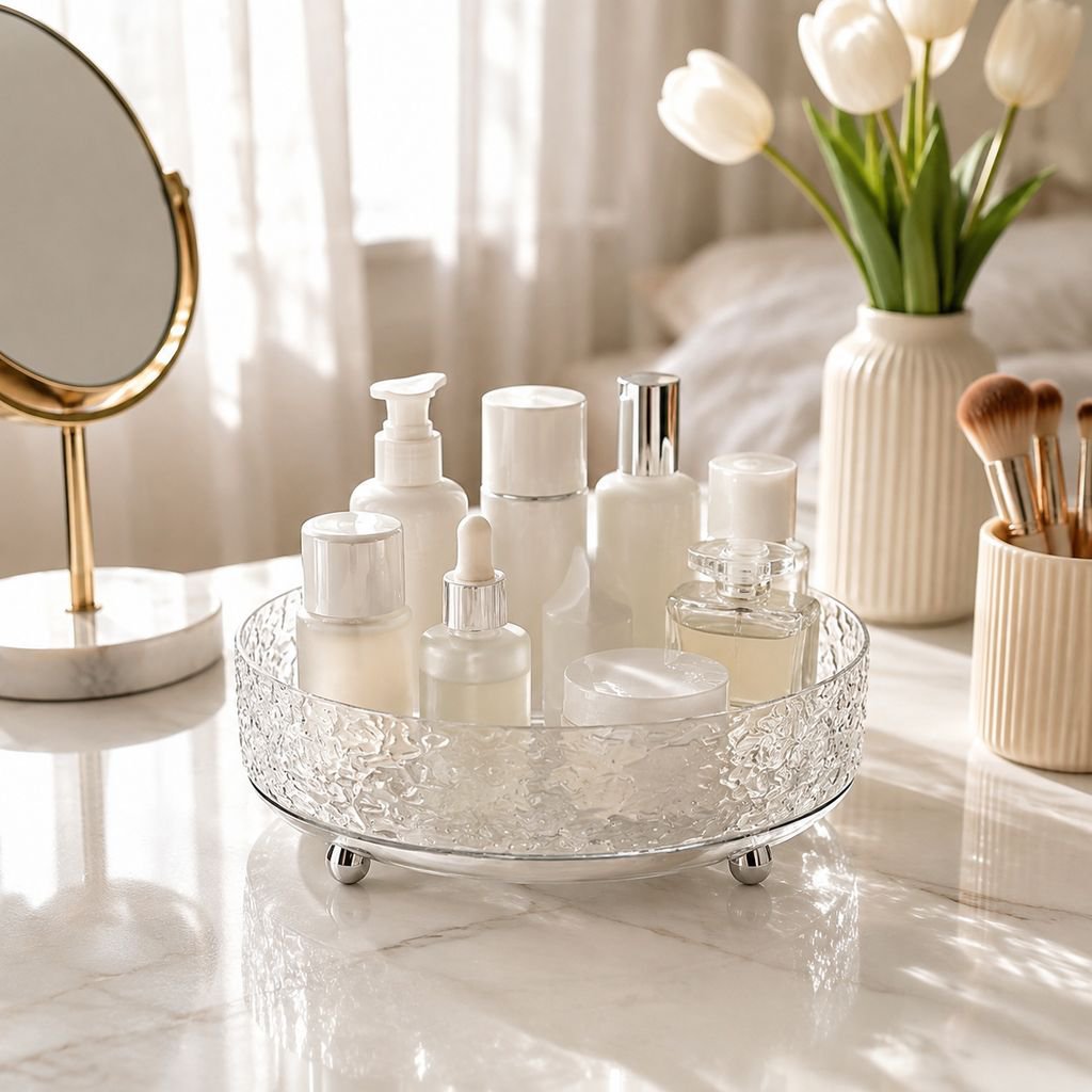 Desktop Rotating Cosmetics Rack Toilet Skincare Storage Tray