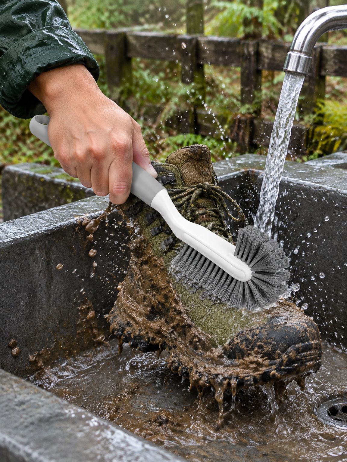 Long-handled brush for everyday shoe care