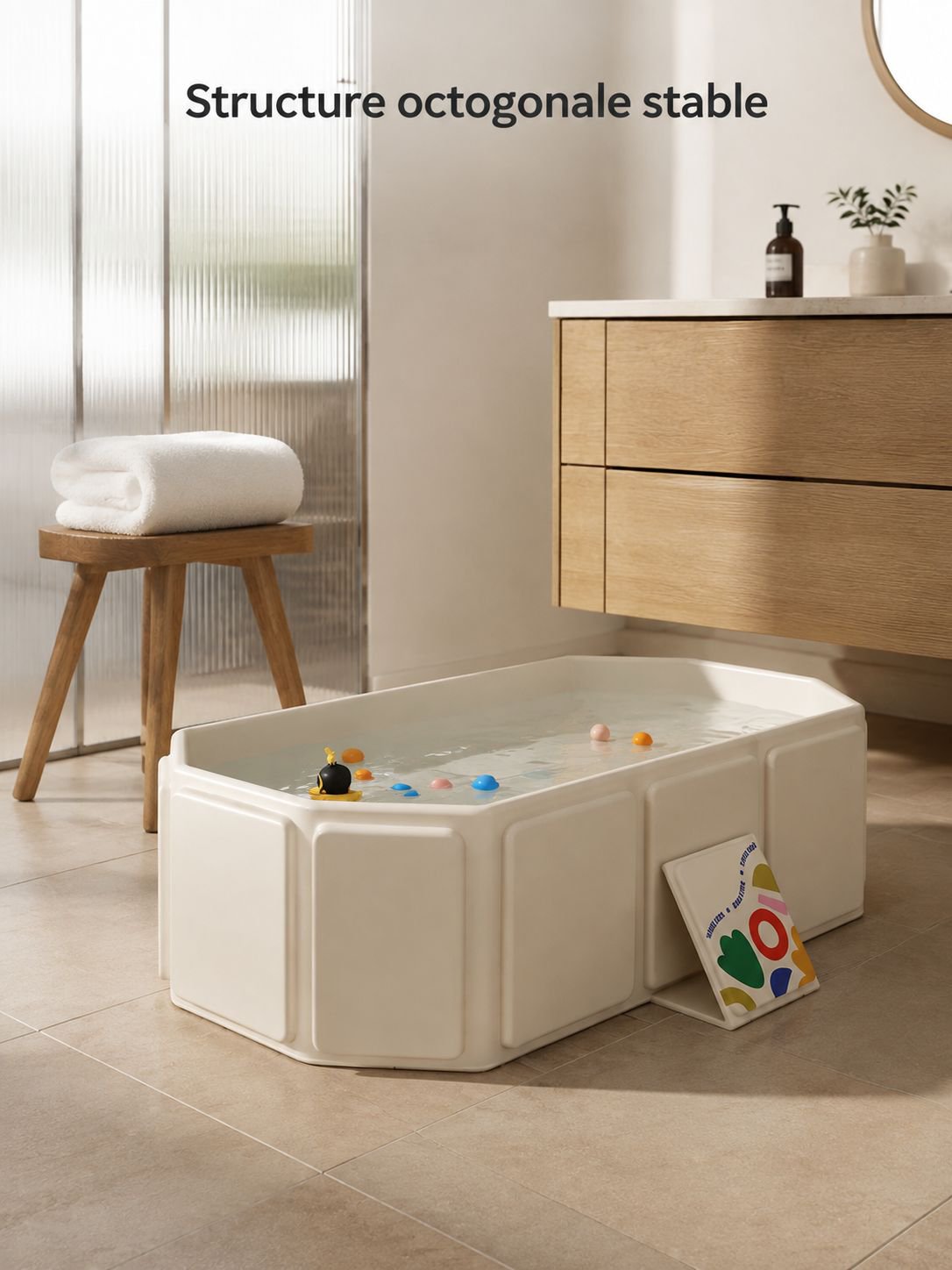 Baignoire pliable pour bébé pour nourrissons et tout-petits avec base antidérapante, facile à ranger