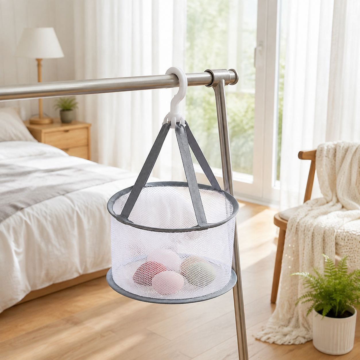 Portable Clothes Drying Mesh Bag Storage Basket