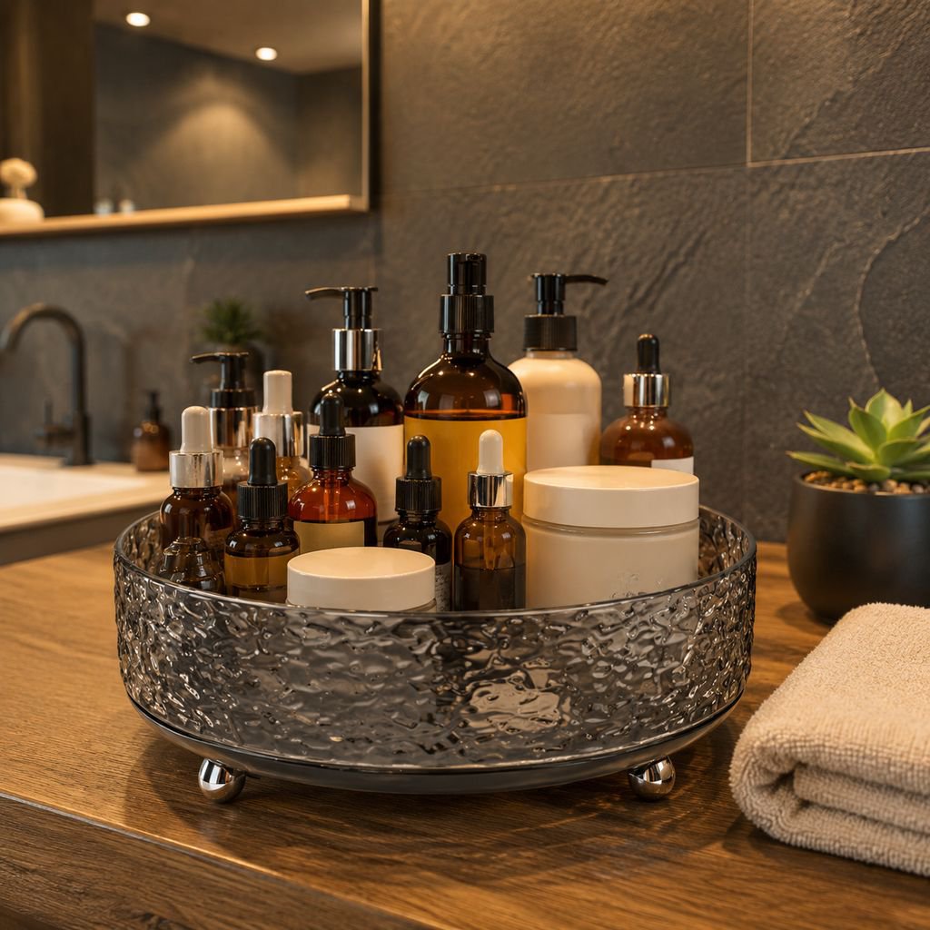 Desktop Rotating Cosmetics Rack Toilet Skincare Storage Tray