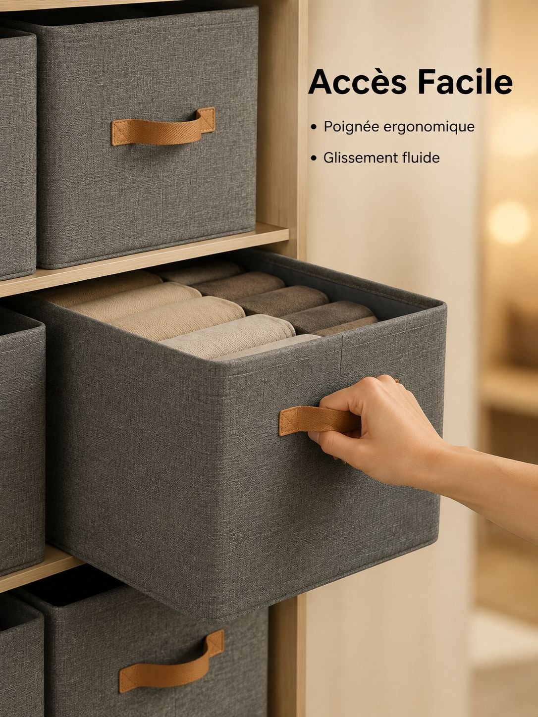 Boîte de rangement à tiroirs avec poignées