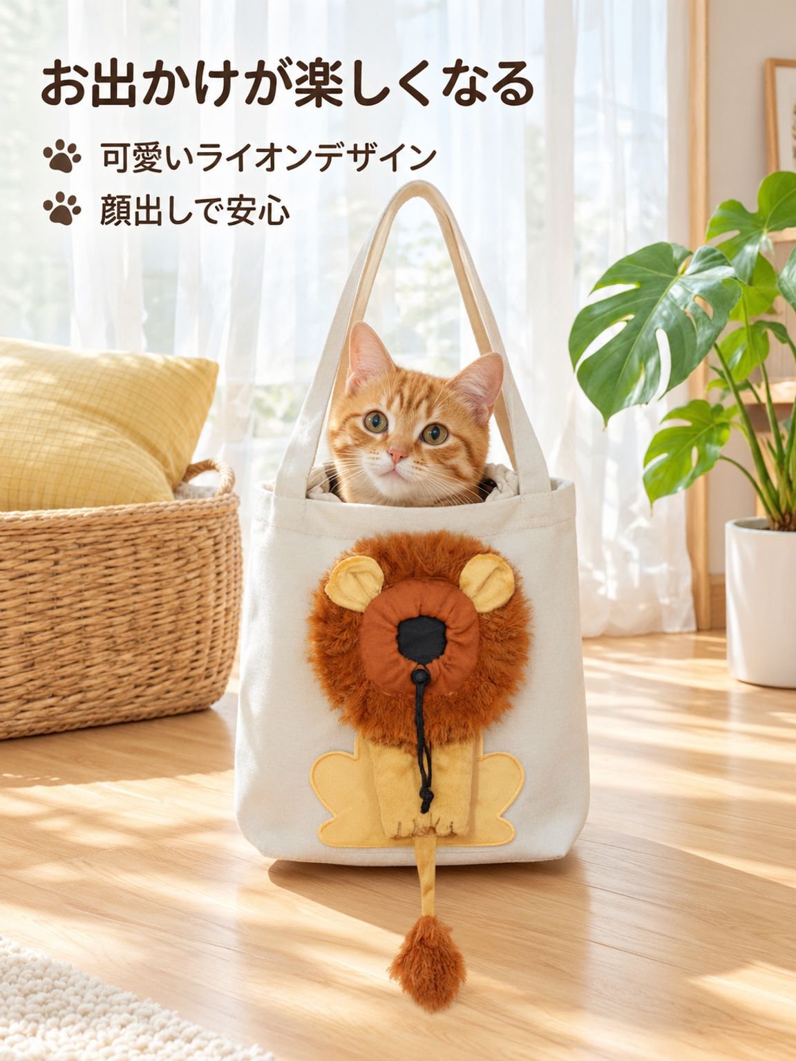 ライオン型ペットキャリートートバッグ