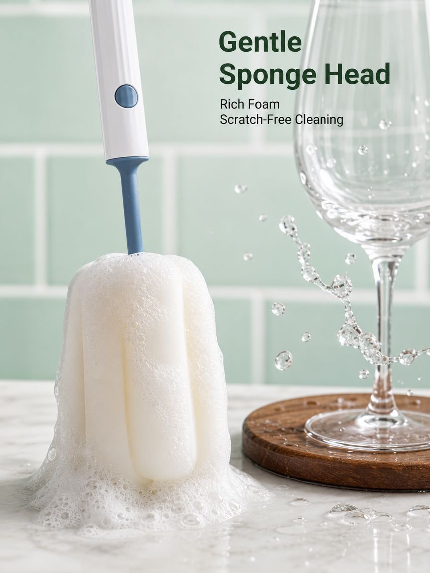 New style cup brush with long handle, a must-have for home use, a sponge brush with a replacement he