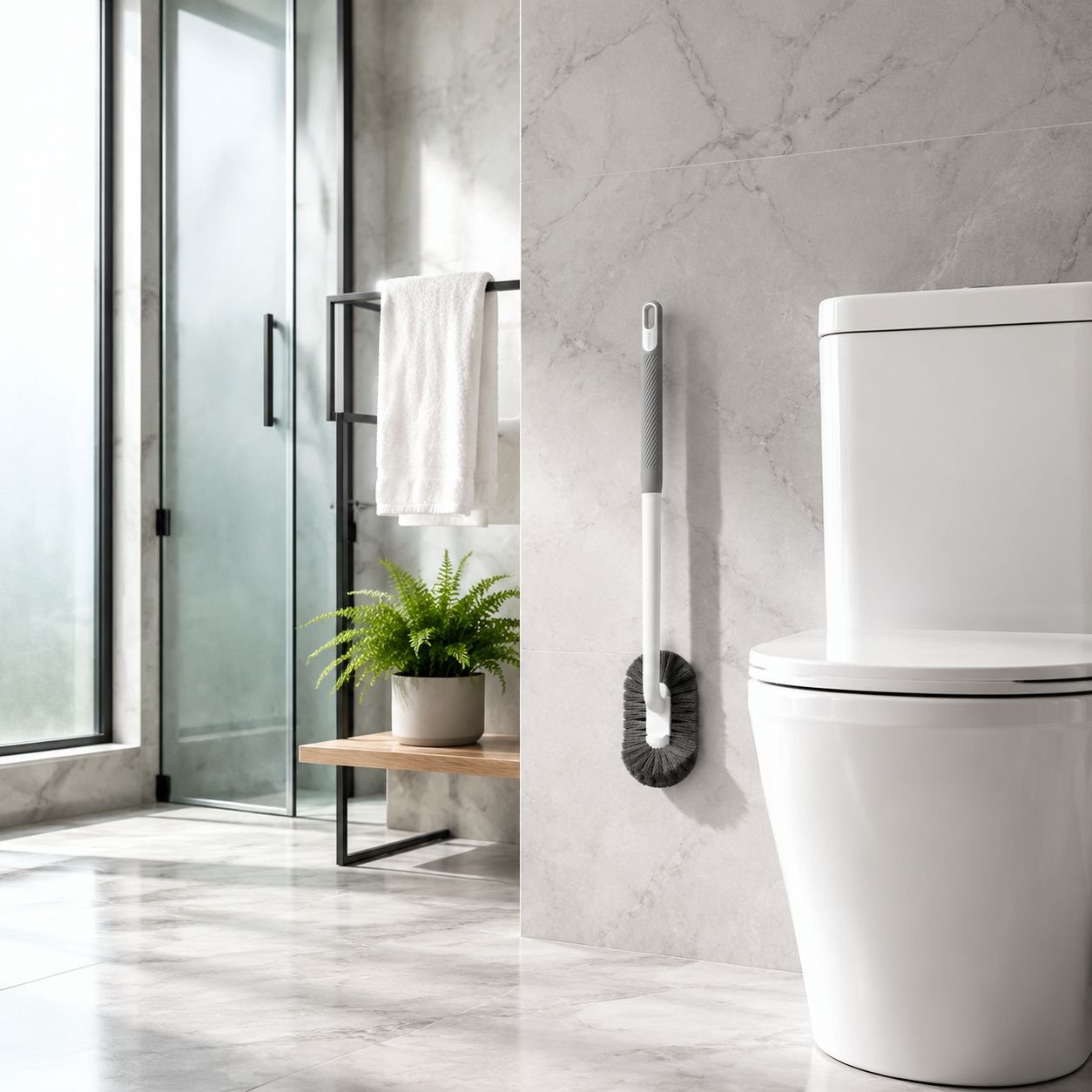 Cepillo de inodoro de mango largo y suave para baño