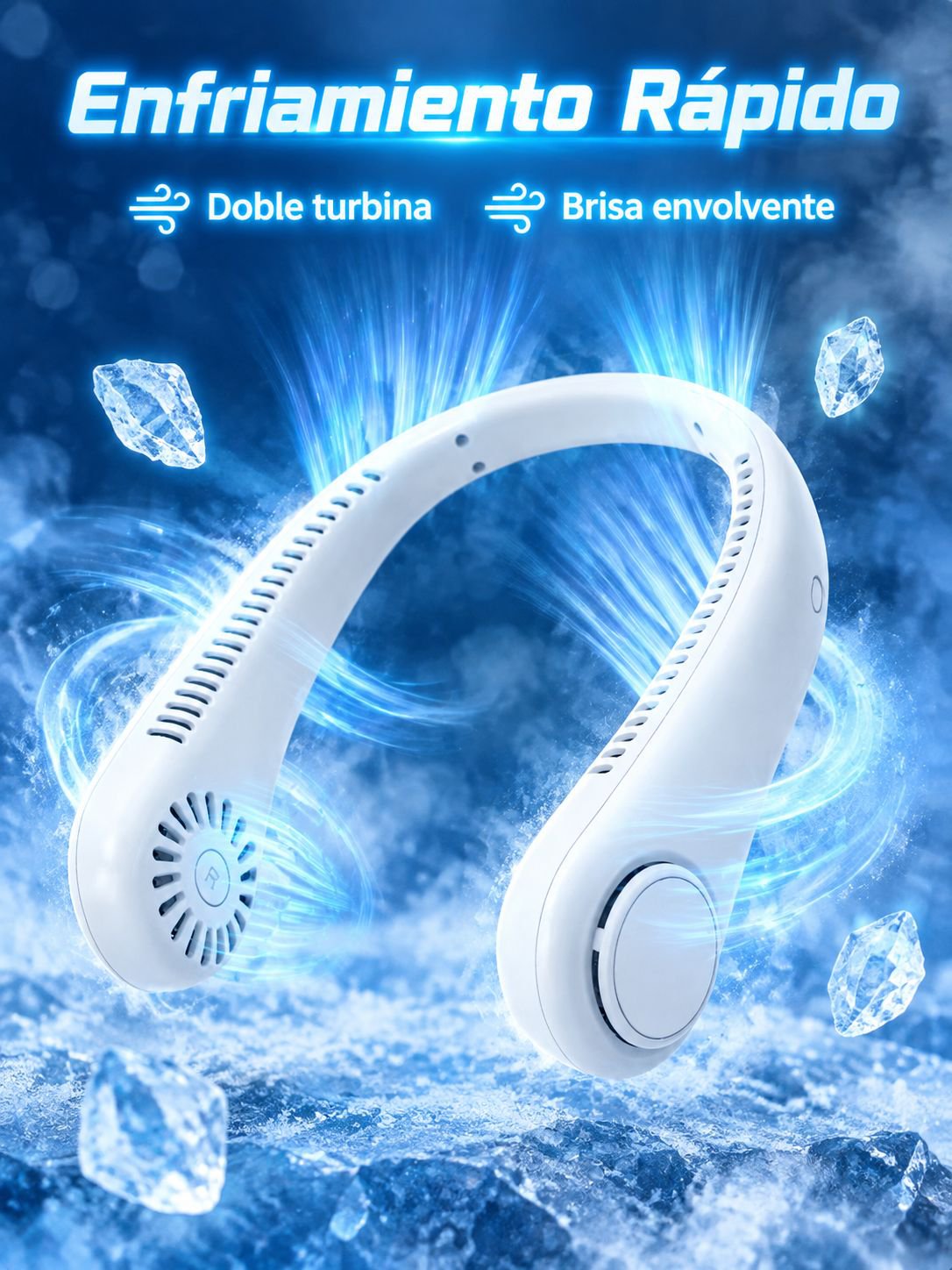 Nuevo ventilador de cuello, recargable por USB, pequeño portátil para exteriores, turbina de bajo ru