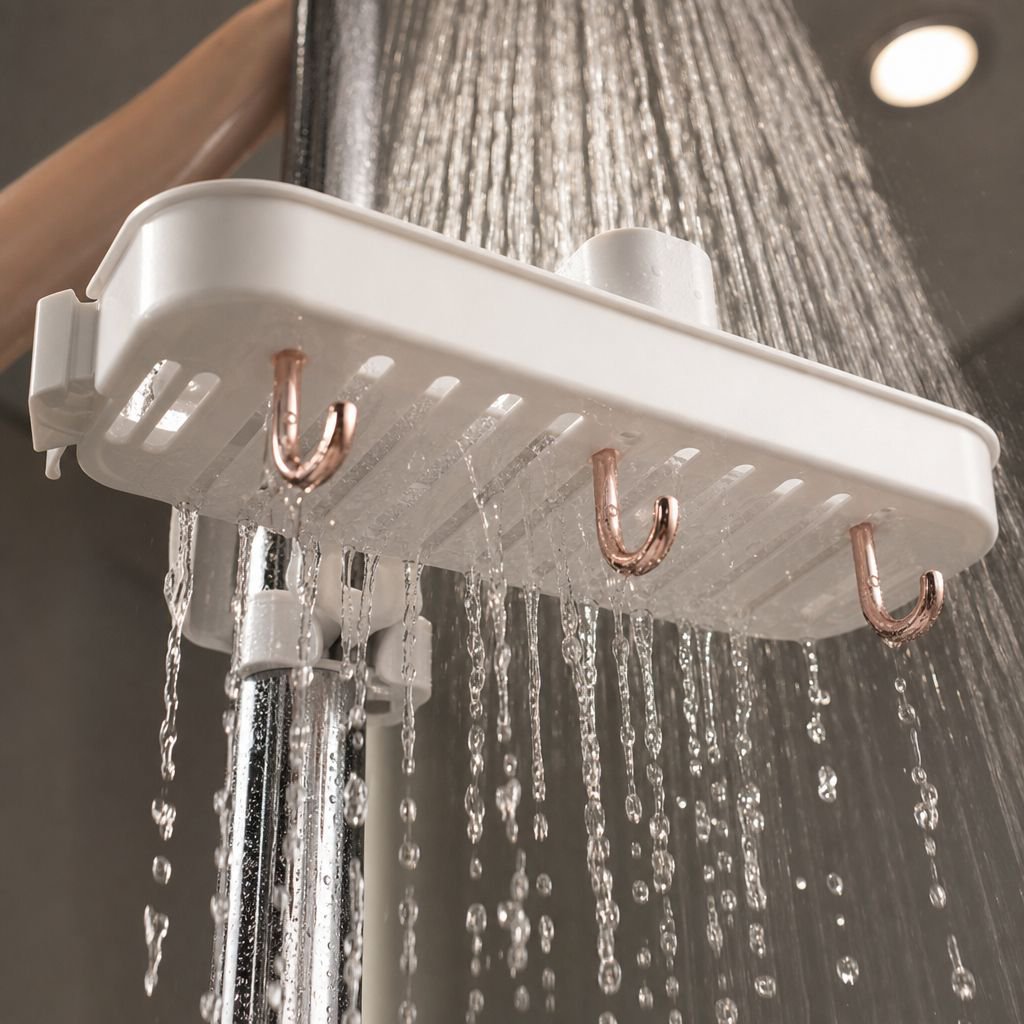 No-Drill Multifunctional Bathroom Shower Head Holder Rack