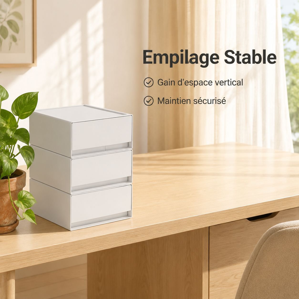 Boîte de rangement en plastique pour bureau