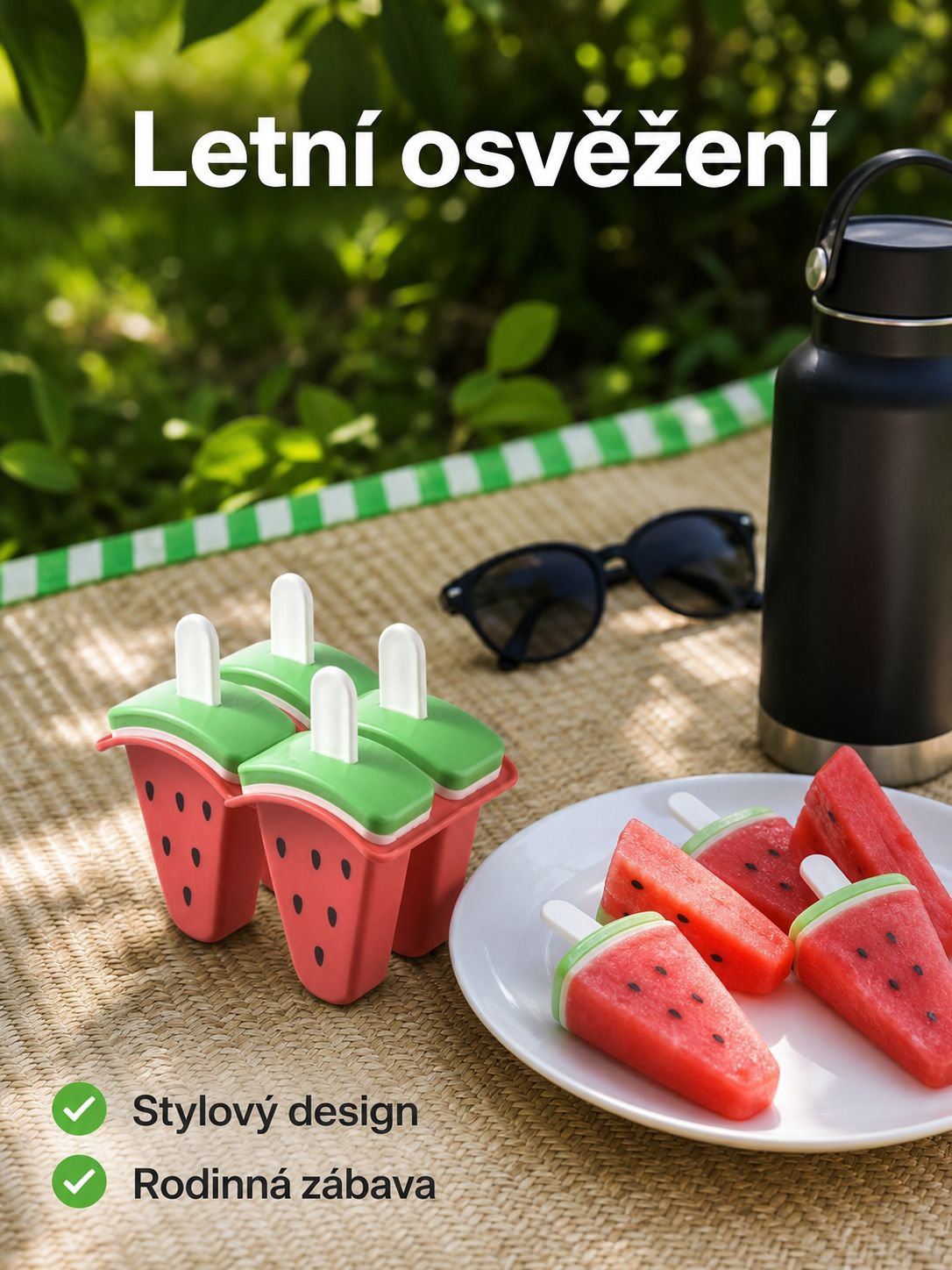 Čtyřdílná forma na nanuky s víkem pro domácí použití