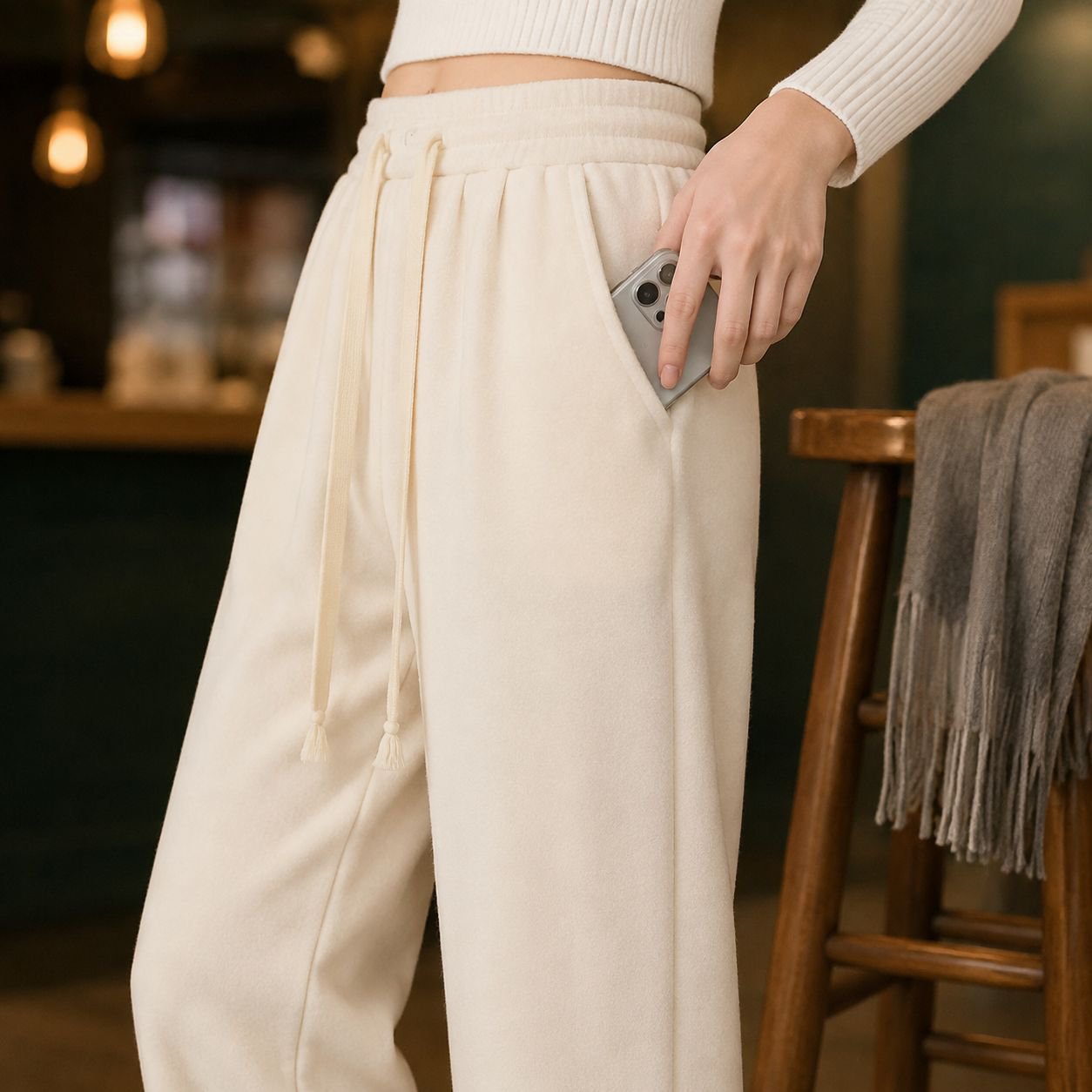 Pantalones cómodos de cintura alta para mujer