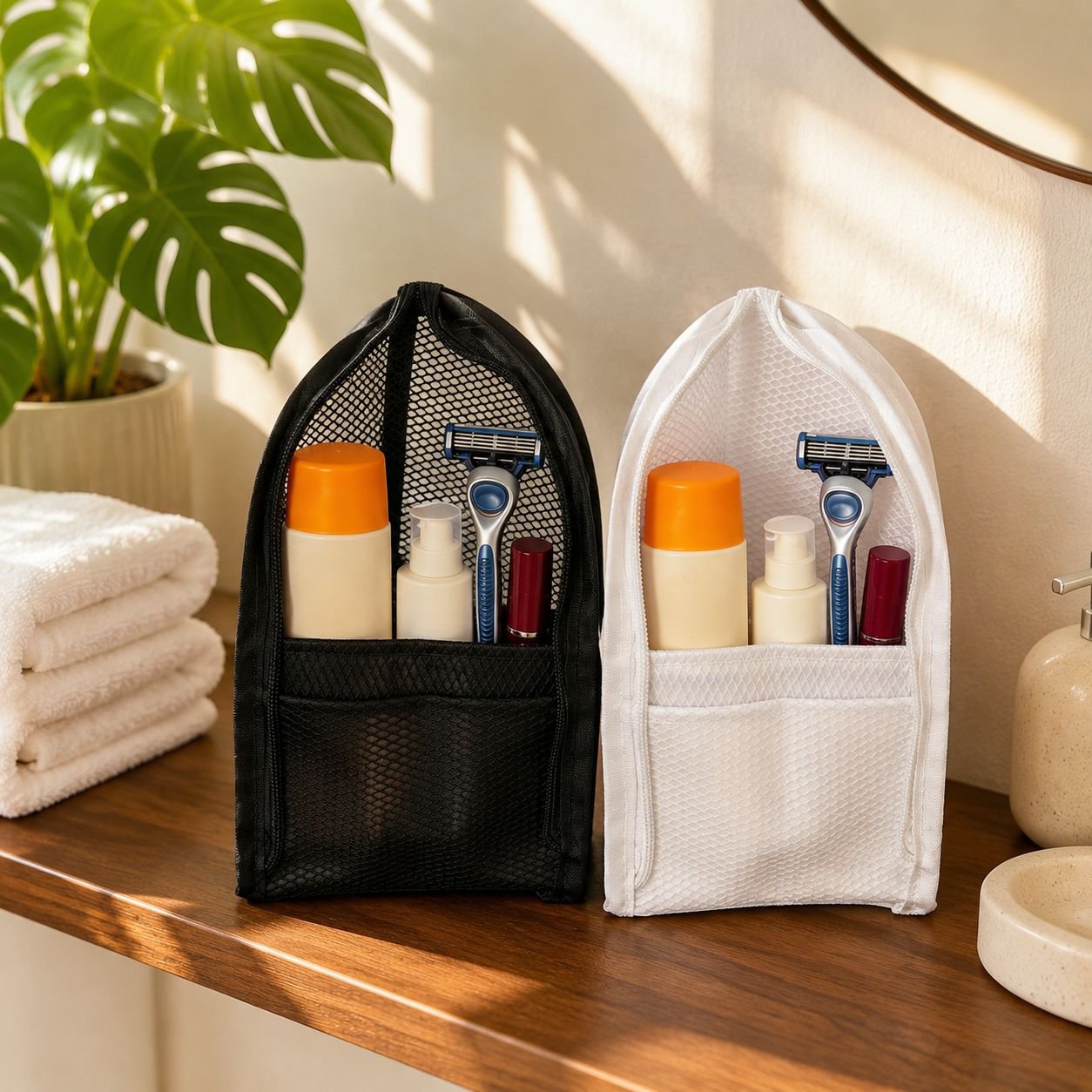 Travel organizer bag with zipper closure