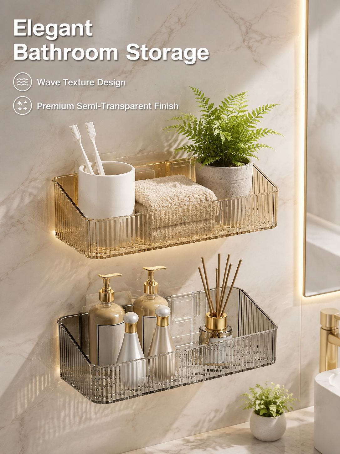 Transparent Drainage Multi-Functional Bathroom Storage Shelf