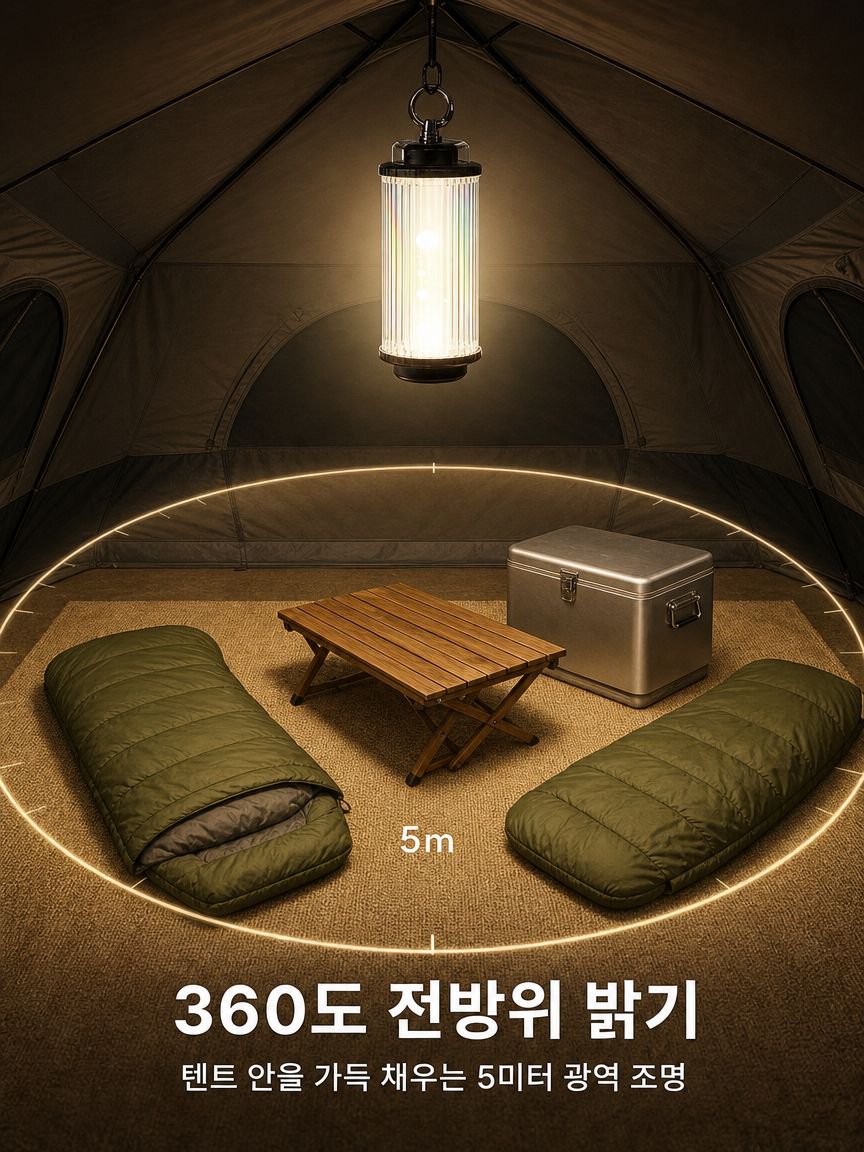 텐트 내부를 밝히는 LED 조명