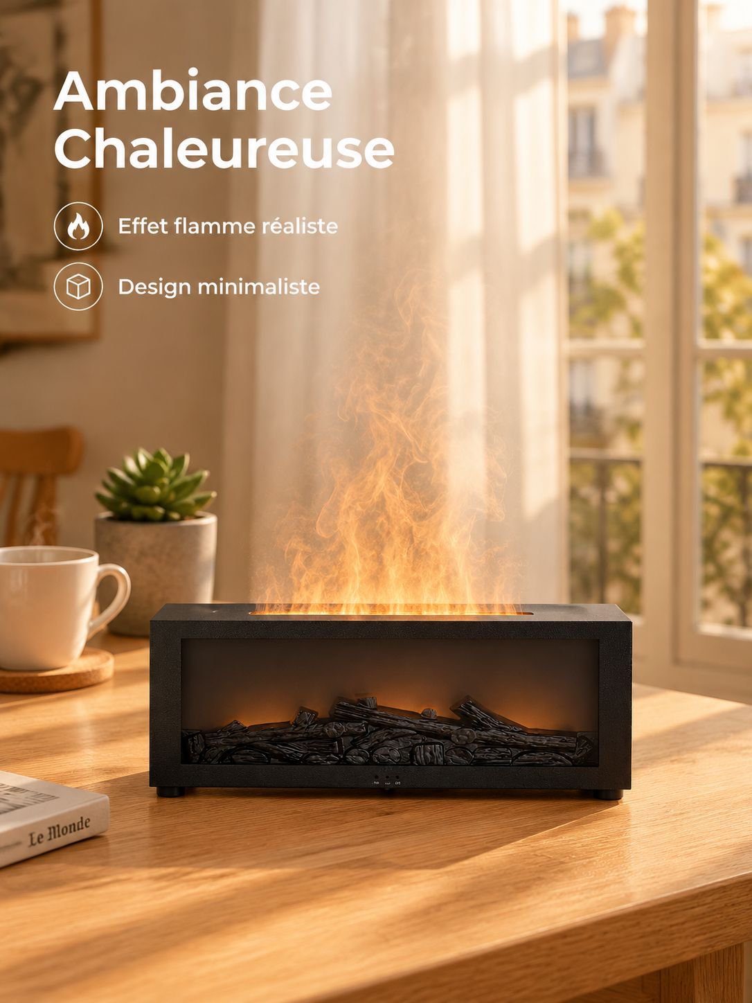 Machine d'aromathérapie de flamme de cheminée de simulation cool de bureau JMY humidificateur créati