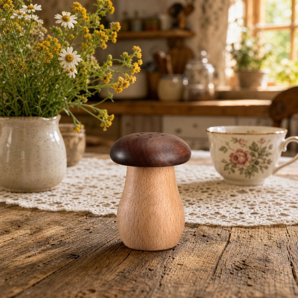 Premium wooden cute toothpick jar on dining table