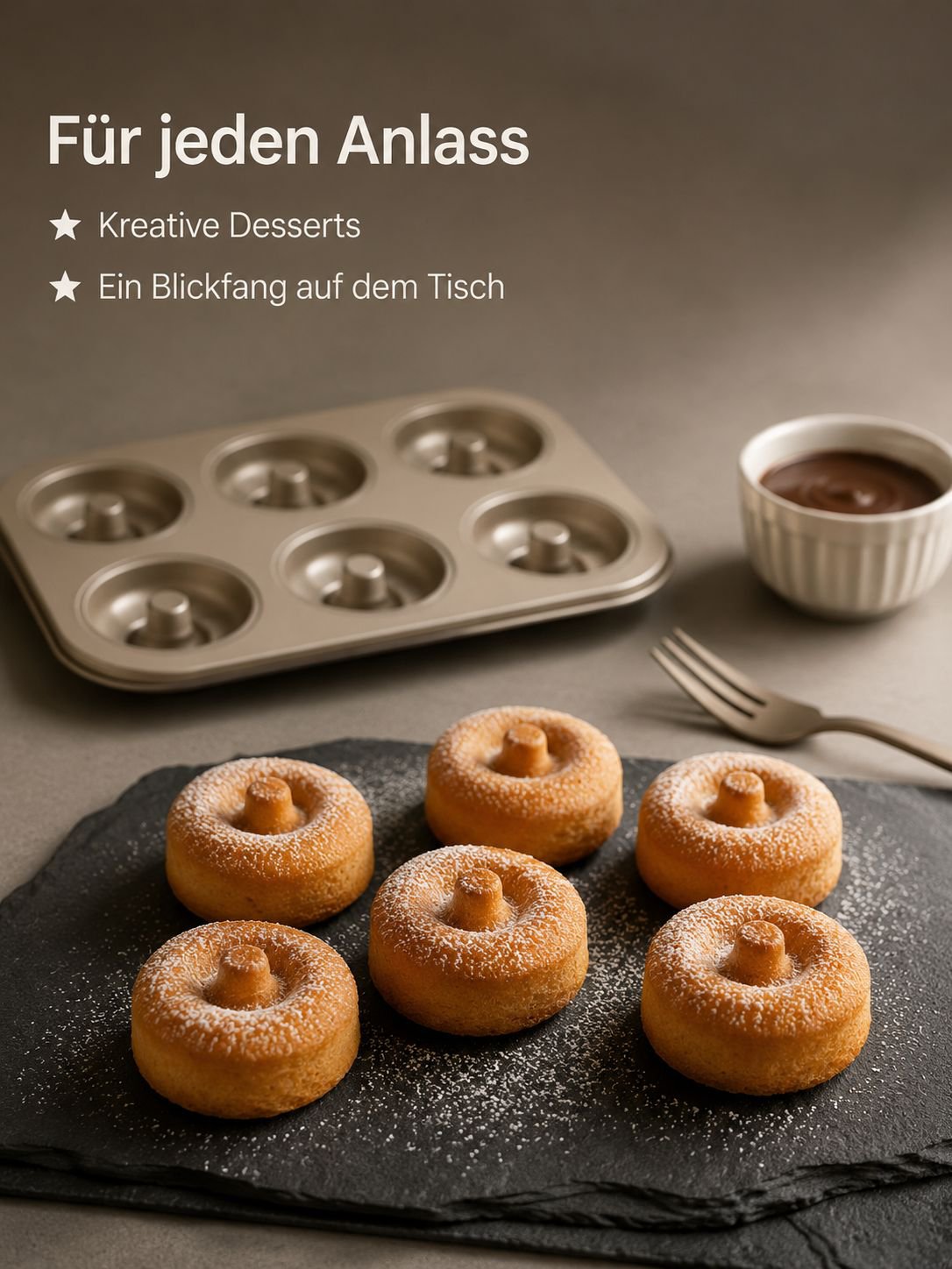 Vielseitige Kuchenform für Donuts und Muffins