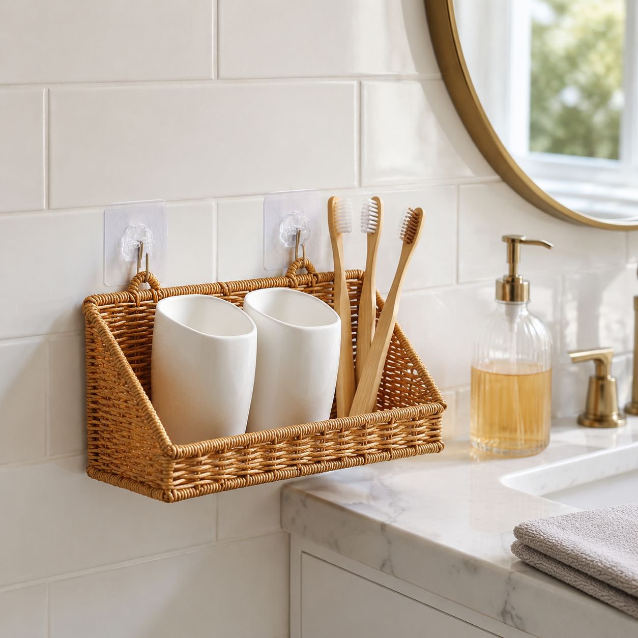 Plastic Storage Basket for Bathroom and Kitchen, Organizer Shelf