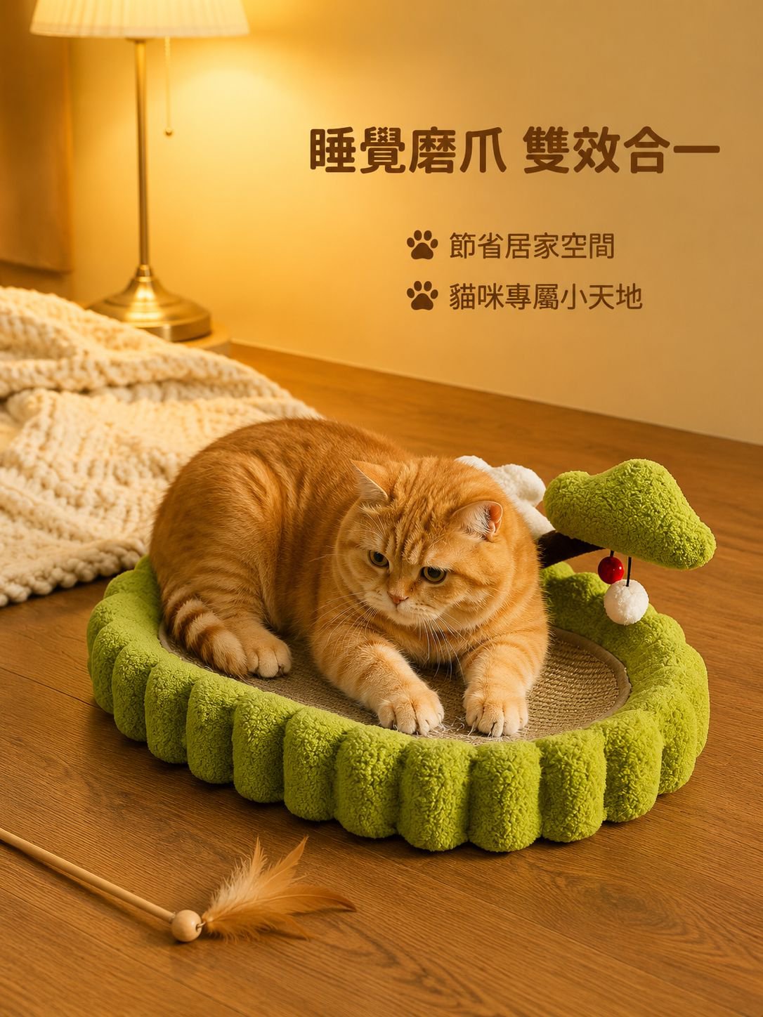 寵物貓抓樹與柔軟貓床