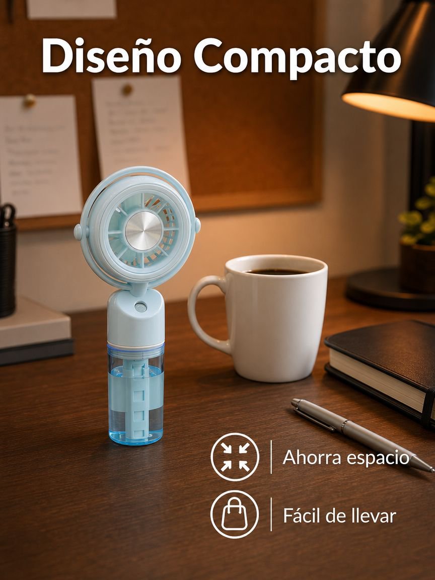 Ventilador de niebla multifuncional portátil para escritorio de verano, recargable por USB