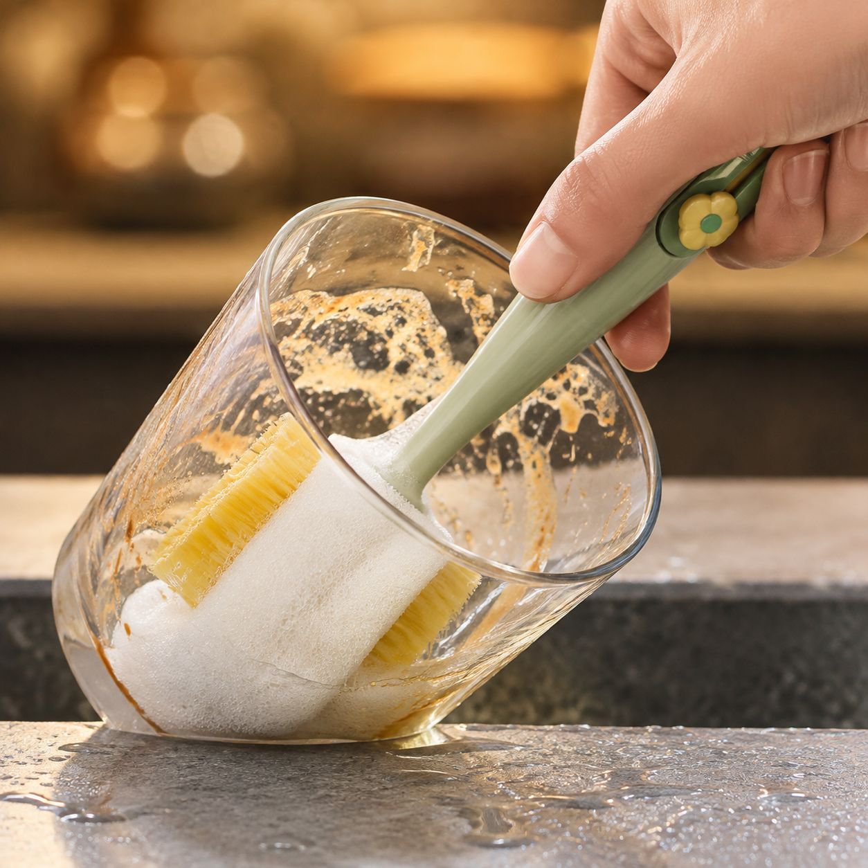 5-in-1 Mug & Bottle Cleaner with detachable brush heads