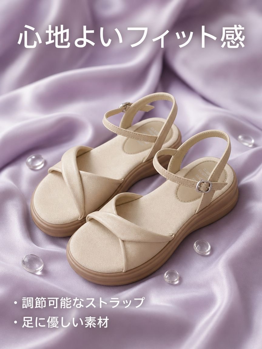 厚底ストラップサンダル レディース 夏用 デザイン感