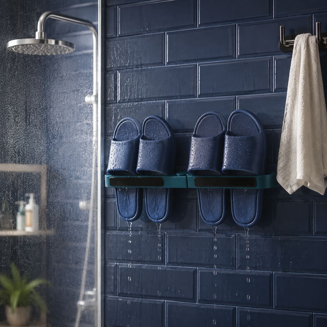 Punch-Free Bathroom Wall Slipper Organizer and Drainage Rack
