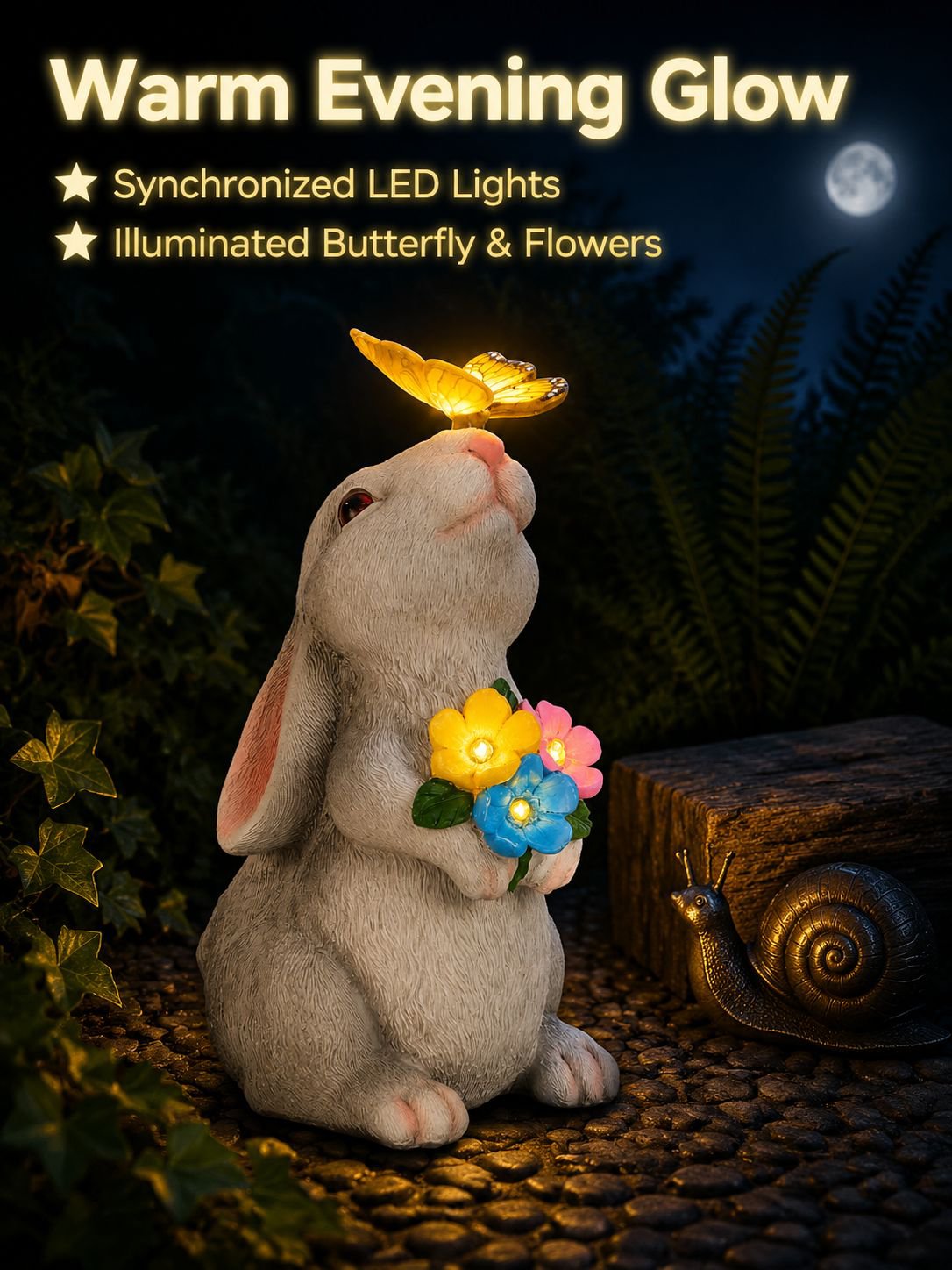 Outdoor Garden Solar Resin Glowing Rabbit Ornament