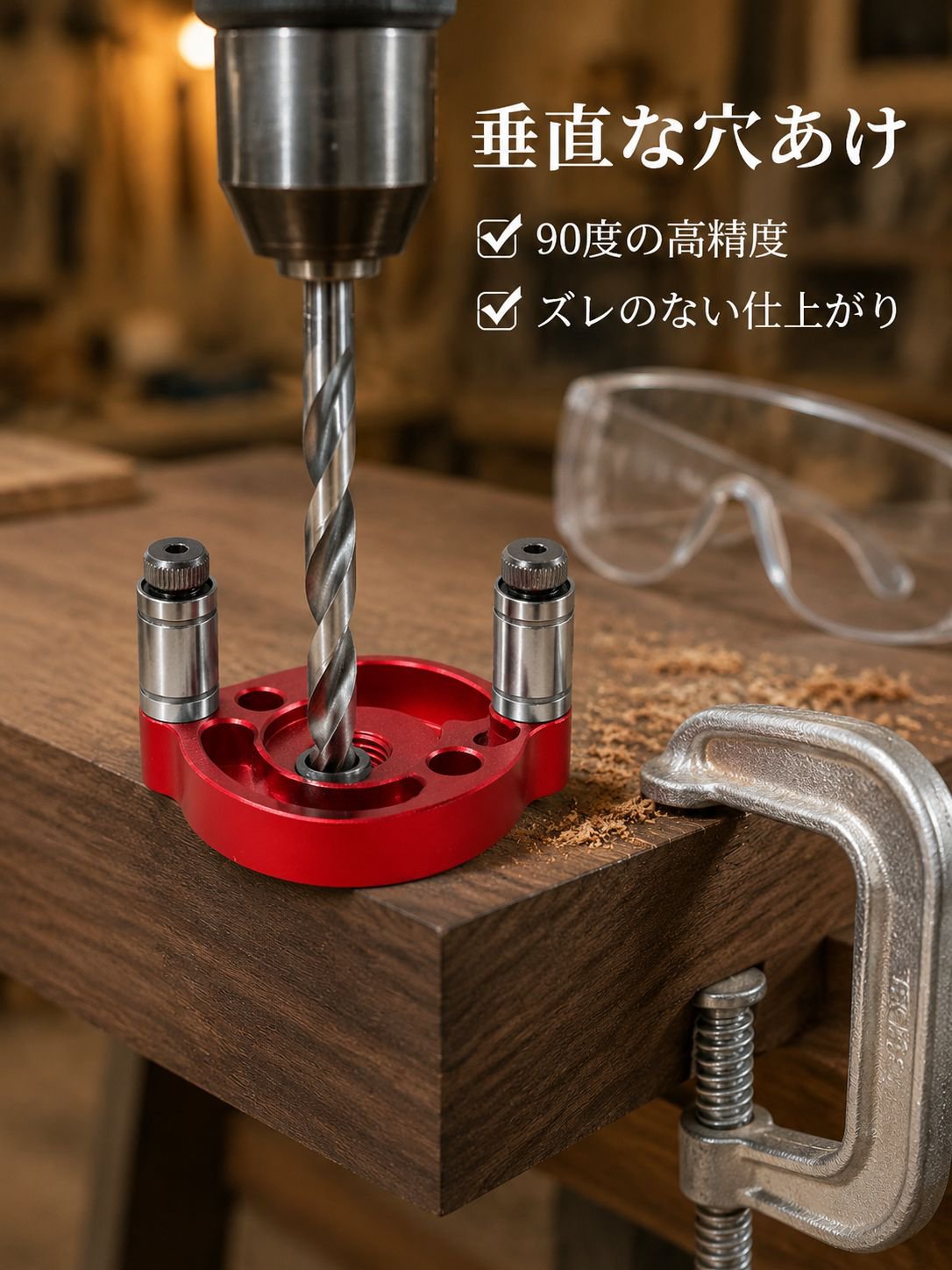 木工用垂直センター穴あけガイド 3-10mm丸ダボ接合用ドリルガイド