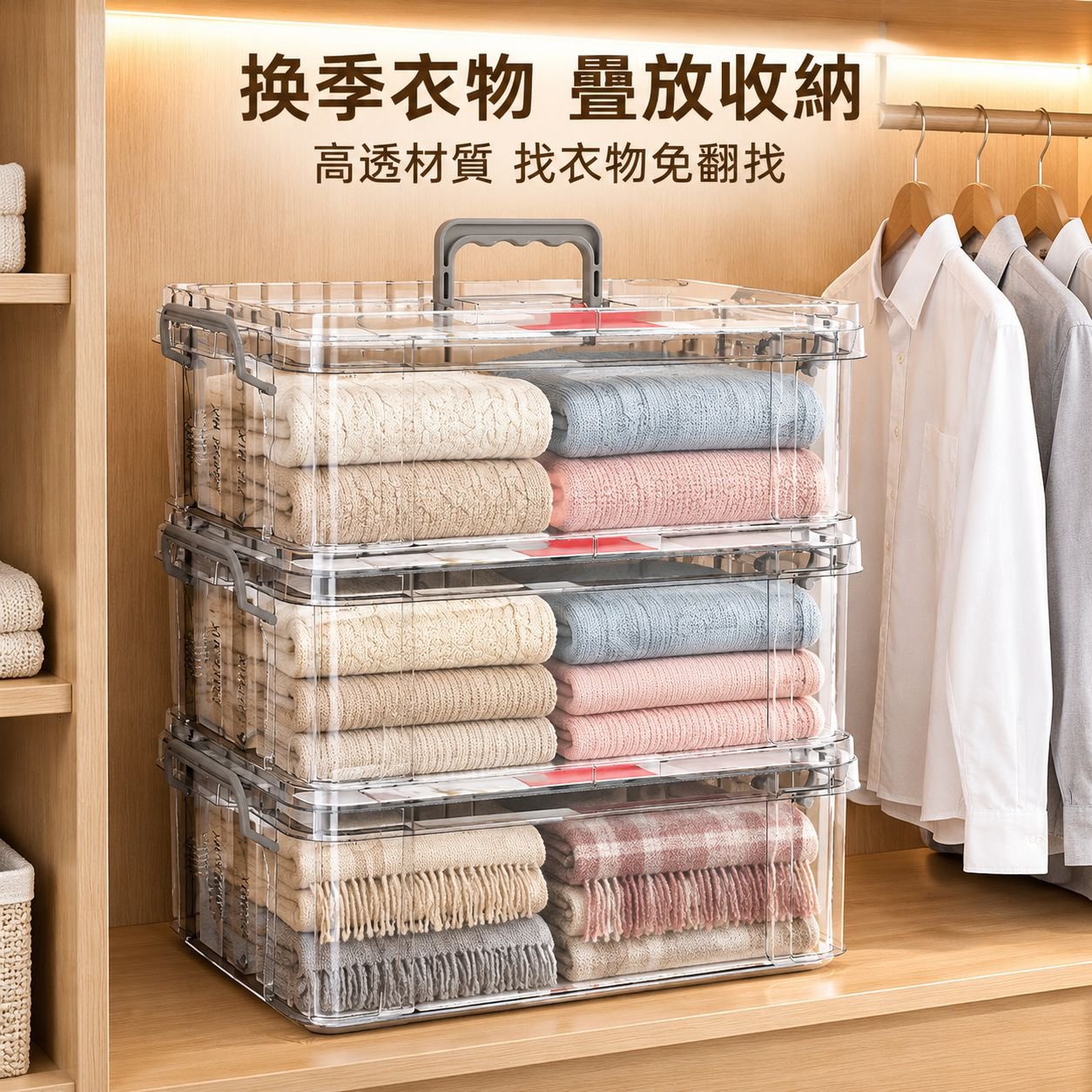 收納箱家用整理玩具零食雜物密封手提塑料框透明置物箱收納盒子
