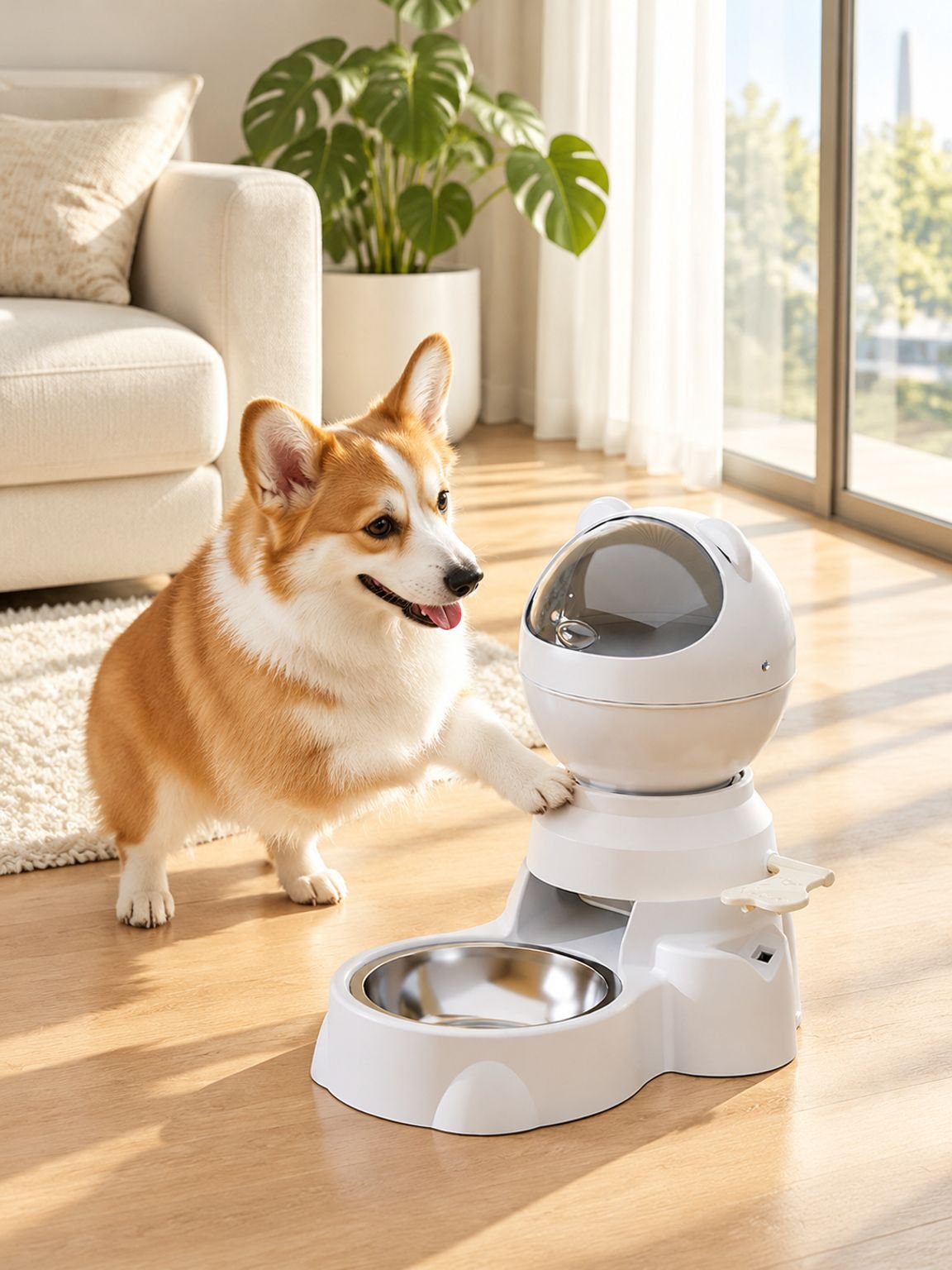 Druckbarer interaktiver Futterautomat für Hunde und Katzen mit Dosierfunktion