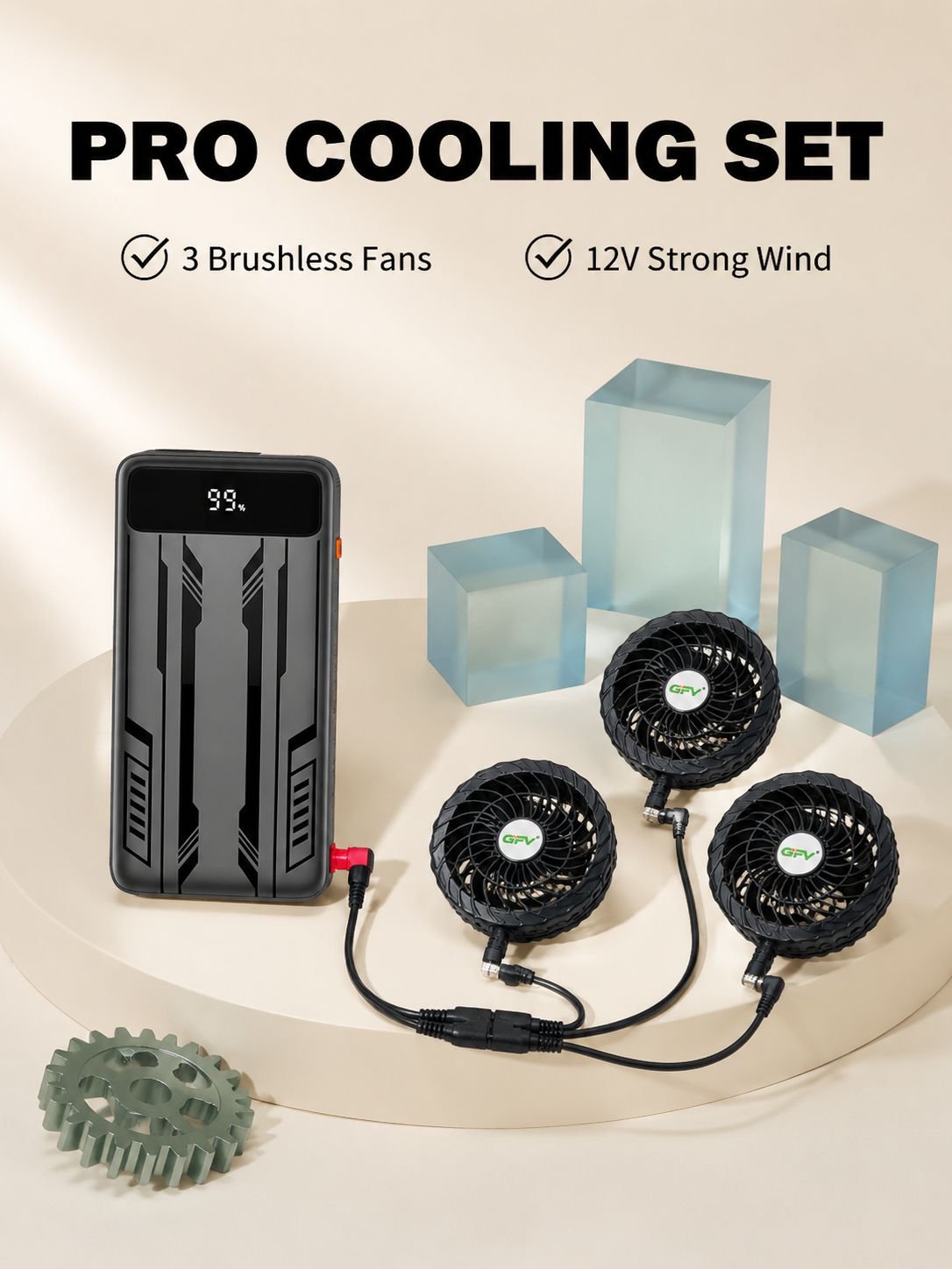 Super Fast Charging Air Conditioned Jacket Battery Set with 3-in-1 Fan