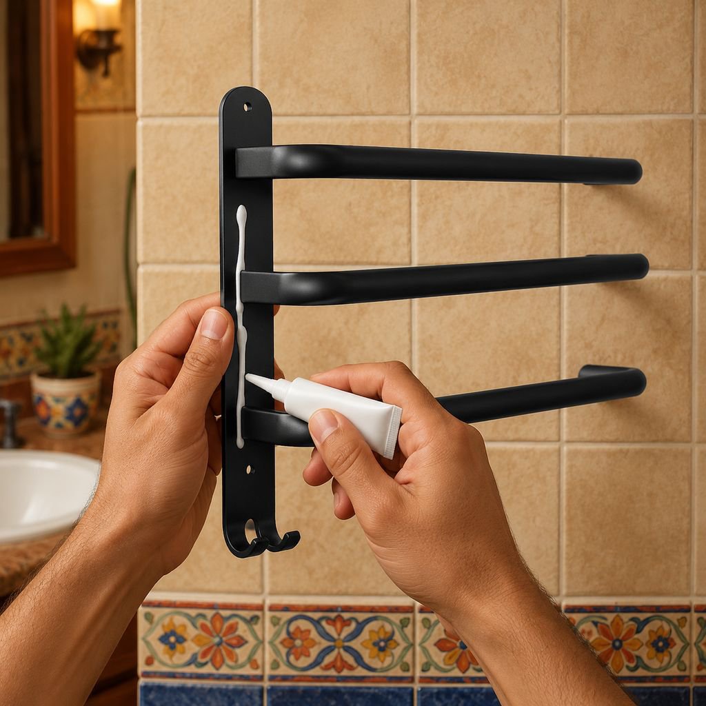 Toallero adhesivo fácil de instalar en el baño
