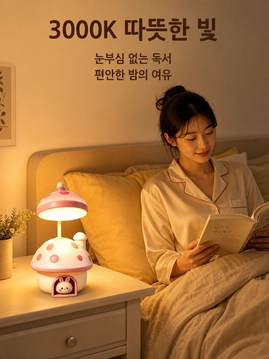 버섯집 토끼 미니 스탠드 USB 충전식