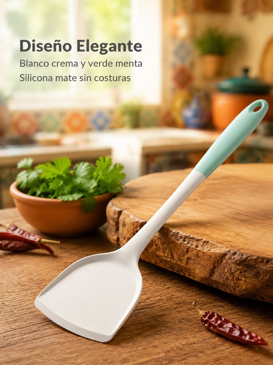 Espátula de silicona apta para uso alimentario en color rojo